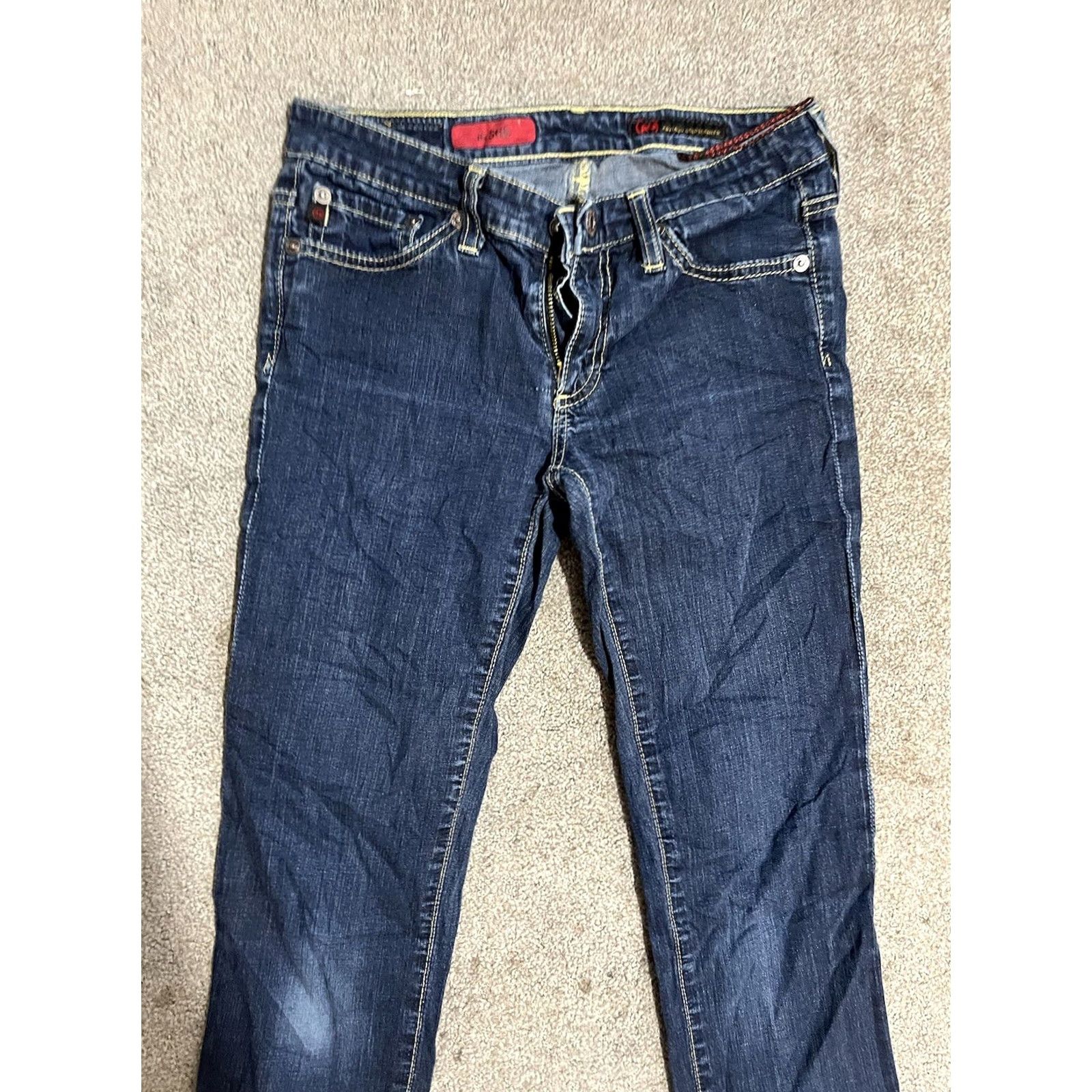 Vintage AG Adriano Goldschmied The Stilt Jeans Blue Dark Wash 26R Women's denim 5-Pocket Crop Straight Adult Regular Jeans Size 26" / US 2 / IT 38 - 4 Thumbnail