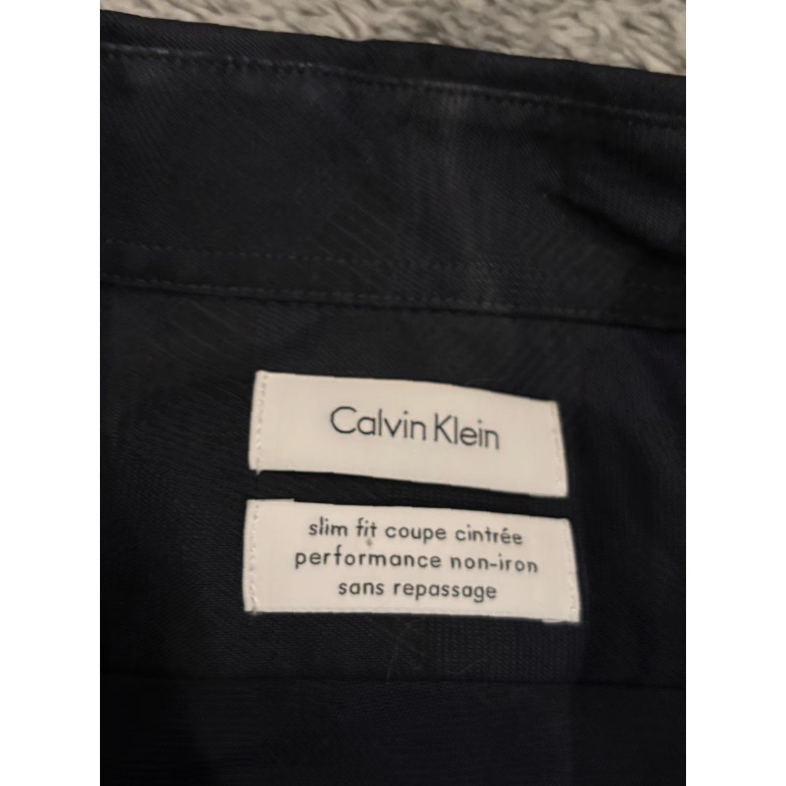 Calvin Klein Calvin Klein Shirt Mens 15.5 32 Slim-Fit Non-Iron Navy Blue Pattern Dress Shirt Long Sleeve Barrel Cuff Mens Regular Size 15.5 Size US L / EU 52-54 / 3 - 2 Thumbnail
