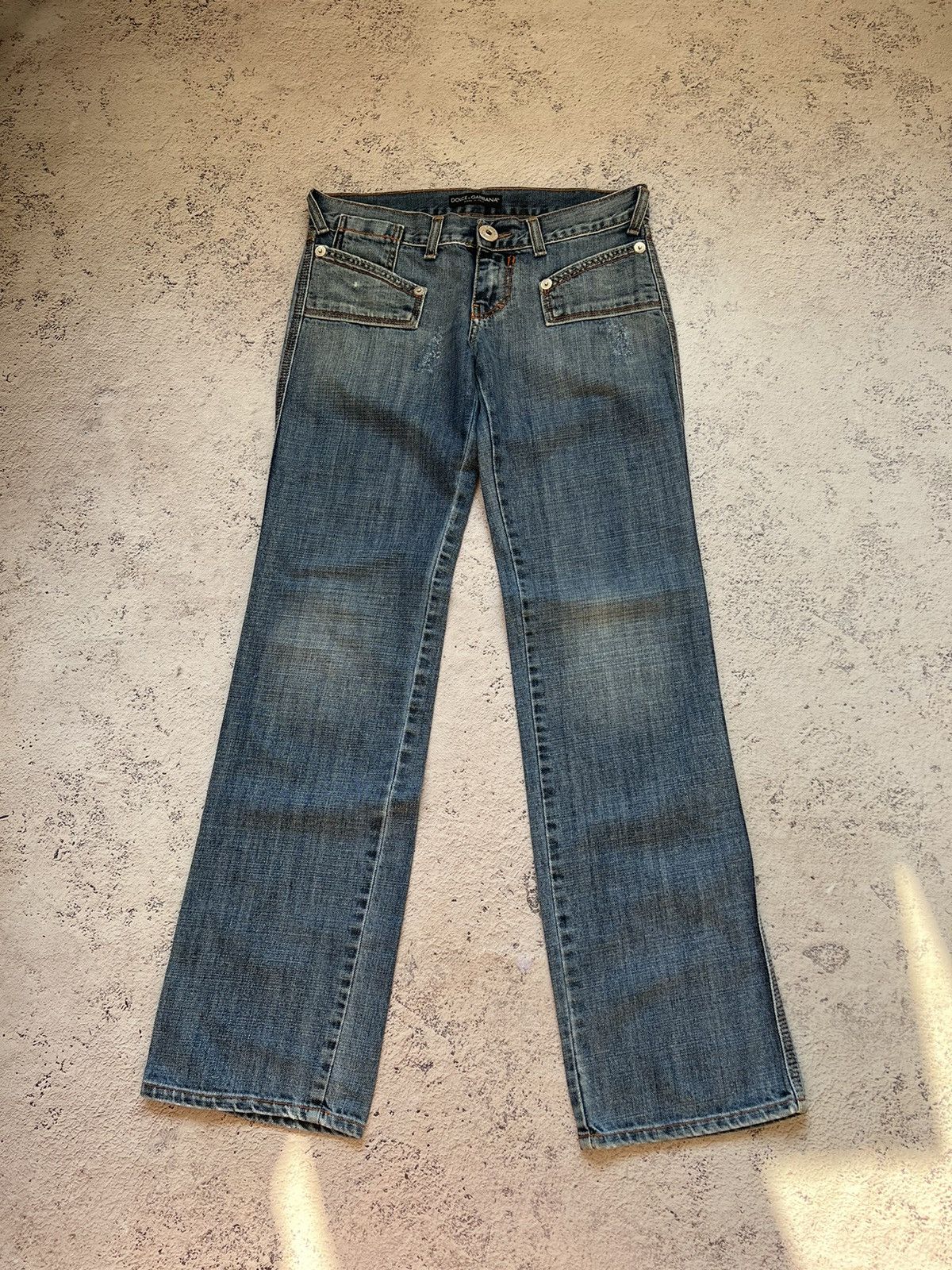 Dolce & Gabbana × Hysteric Glamour × Vintage Y2K Vintage Dolce & Gabbana Faded Bootcut Jeans Size 30" / US 8 / IT 44 - 1 Thumbnail