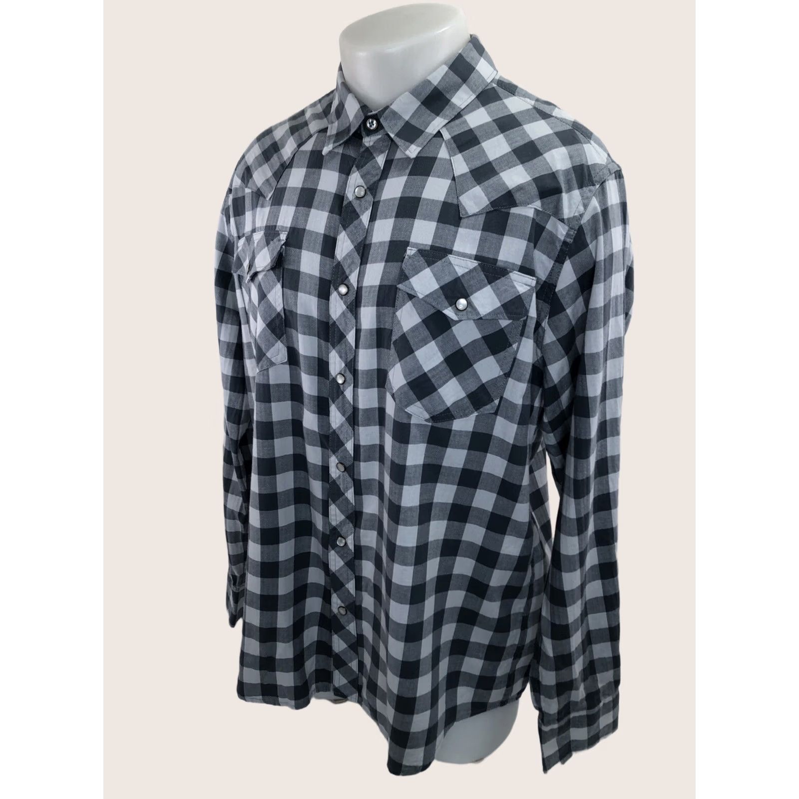 Tecovas Tecovas - Plaid Pearl Snap Western Shirt - Men - L - Gray - Long Sleeve - Button-Up - Vintage B3 Size US L / EU 52-54 / 3 - 1 Thumbnail