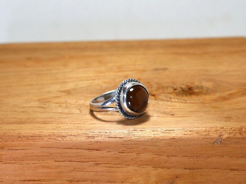 Handmade Smoky Quartz Ring, 925 Sterling Silver Handmade Boho Jewelry Size ONE SIZE - 3 Thumbnail