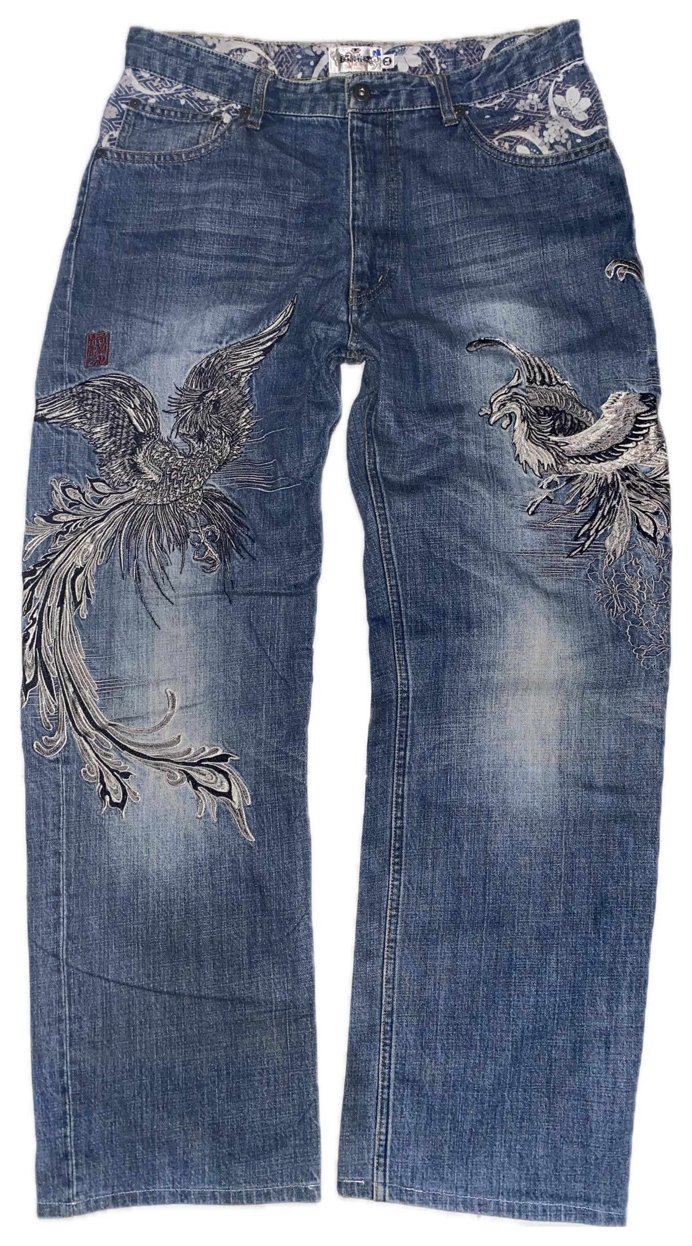 Karakuri Tamashii Kara Kuri Denim (PHEONIX EMBROIDERED) Size US 34 / EU 50 - 1 Thumbnail