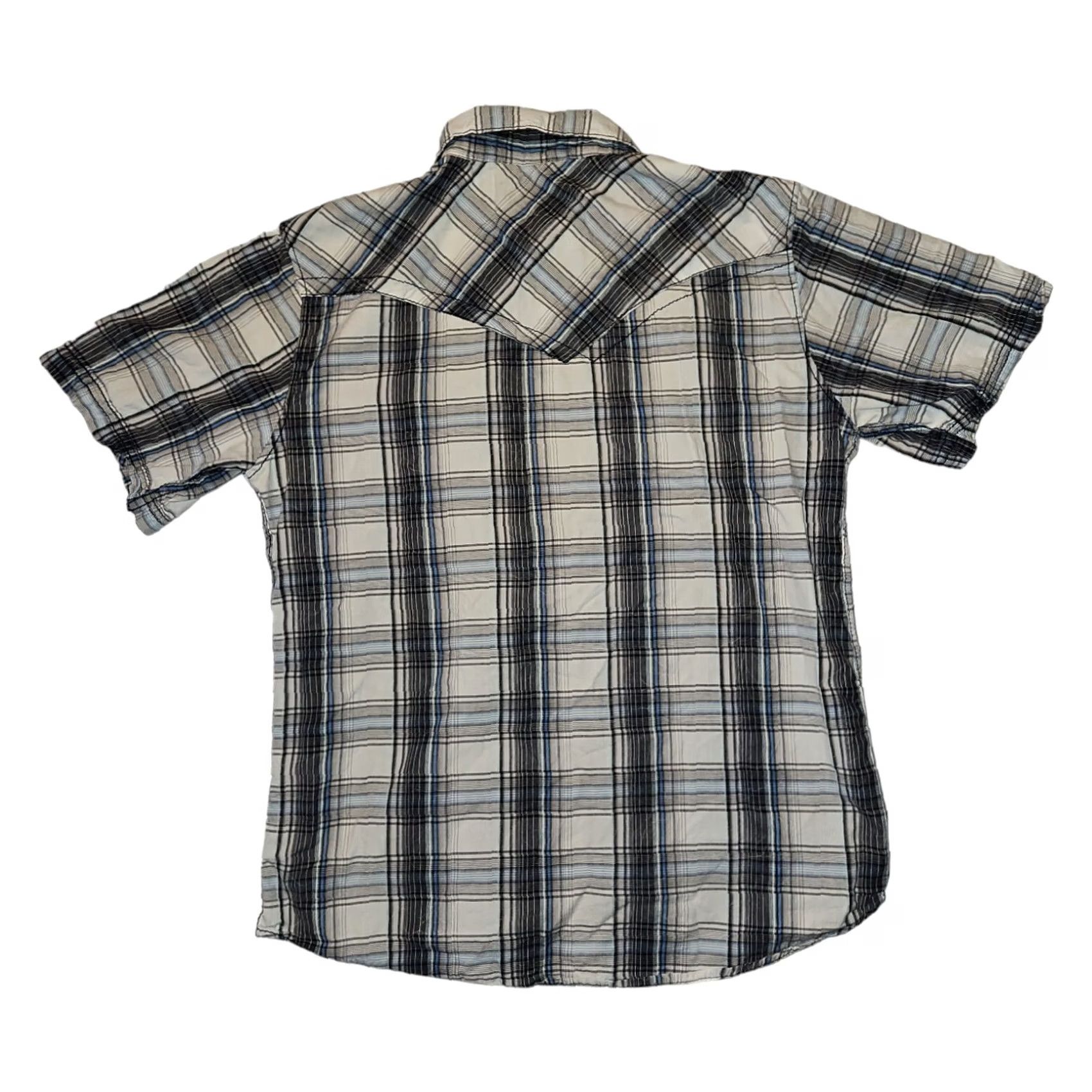 Vintage VINTAGE Buckle Shirt Short Sleeve Men L Slim Fit Plaid Casual Hipster Buckle Button-Up Shirt Size US L / EU 52-54 / 3 - 6 Thumbnail