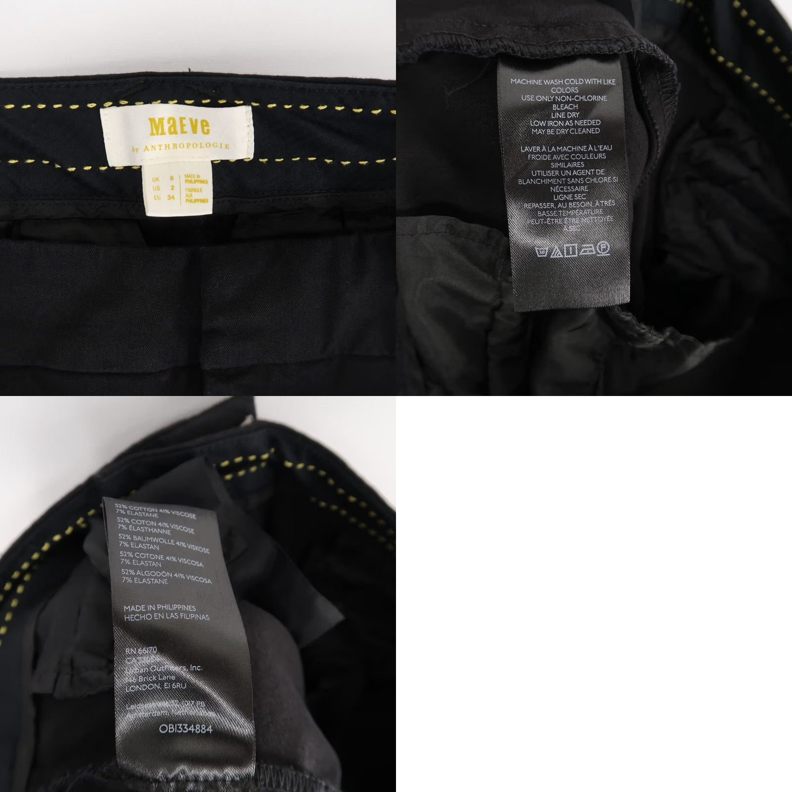 Vintage Maeve Pants Womens 2 Black The Essential Slim Kick Flare High Rise Stretch Size 26" / US 2 / IT 38 - 8 Thumbnail