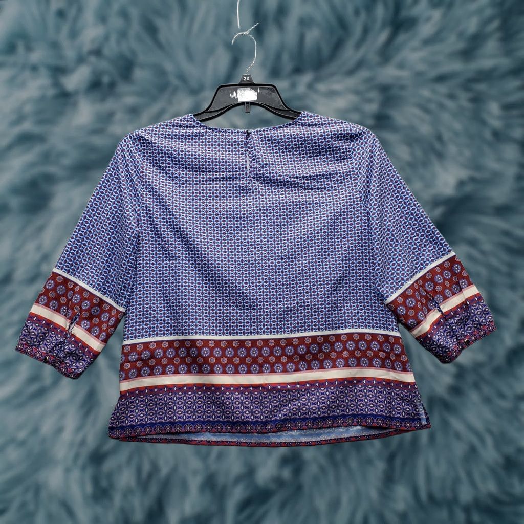 Talbots Talbots Blouse Womens Petite S Multicolor Geometric Side Slit Crew Neck Pullover Size S / US 4 / IT 40 - 1 Thumbnail