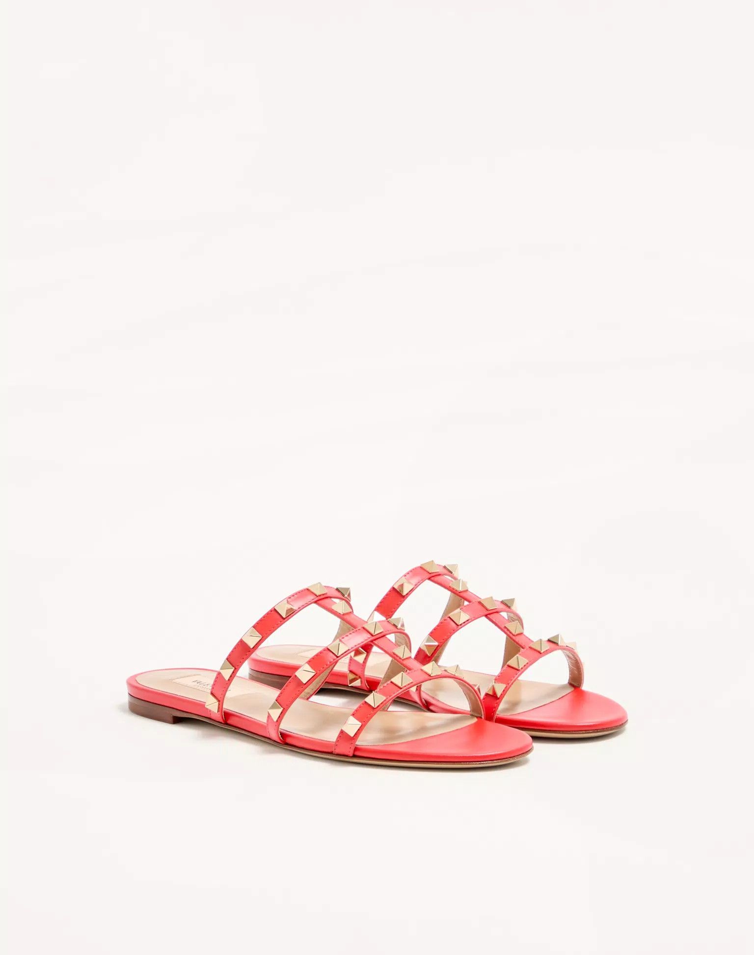 Valentino os11x0126 Rockstud Flat Slide Sandals in Orange Size US 8 / IT 38 - 2 Thumbnail