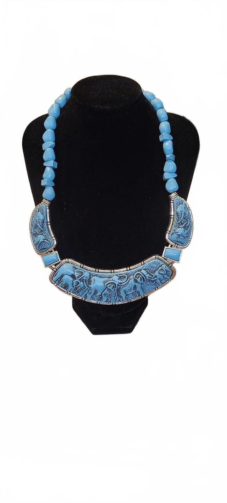 The Unbranded Brand Blue Stone Beaded Statement Necklace Size ONE SIZE - 1 Preview