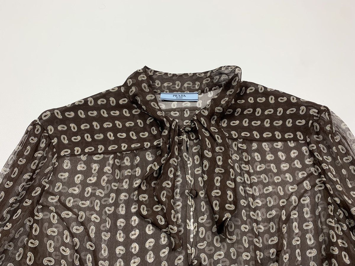 Prada Prada Paisley Print Silk Chiffon Sheer Blouse Brown Size 44 Size S / US 4 / IT 40 - 16 Thumbnail