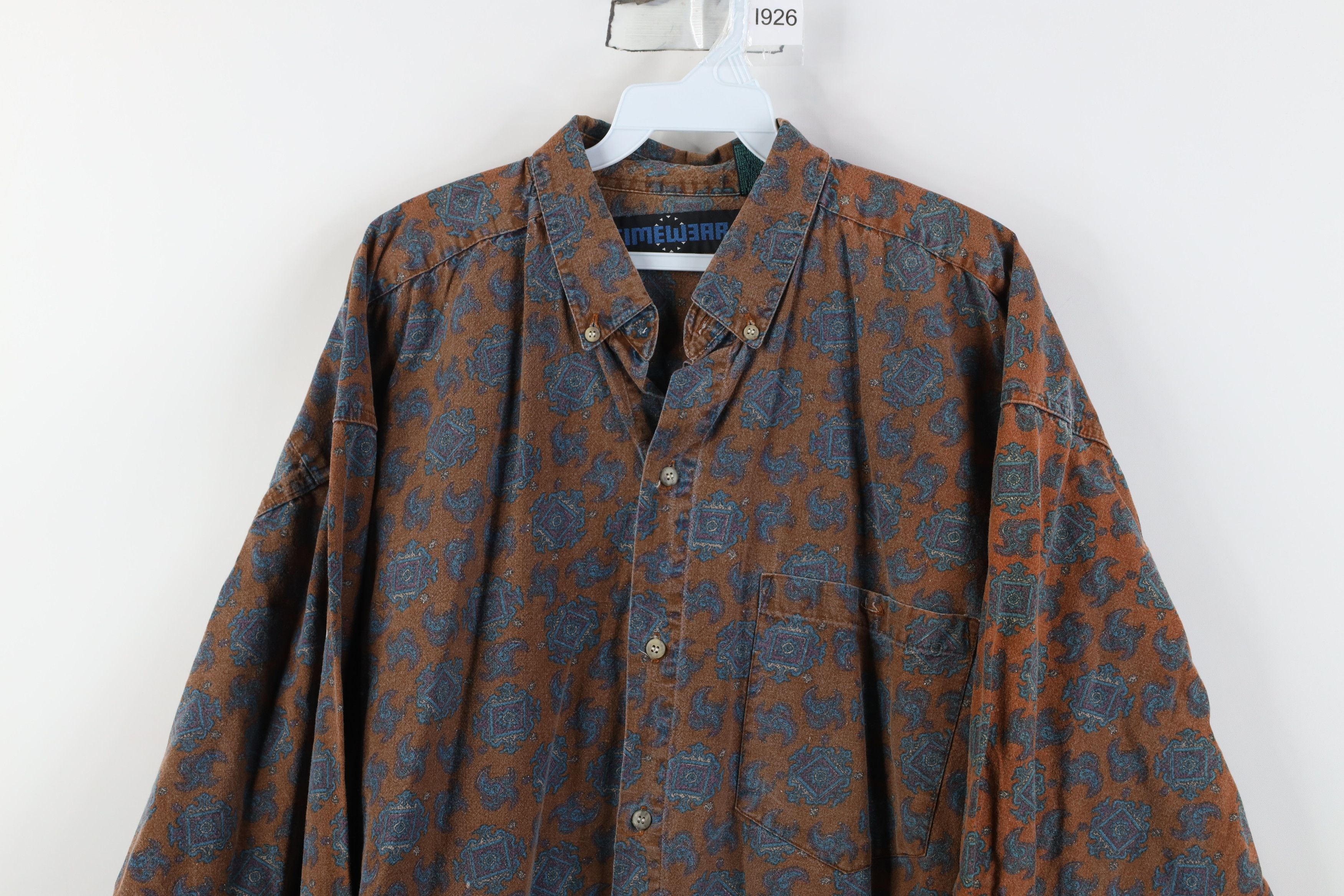 Vintage Vintage 90s Streetwear Geometric Baggy Fit Button Down Shirt Size US XL / EU 56 / 4 - 2 Thumbnail