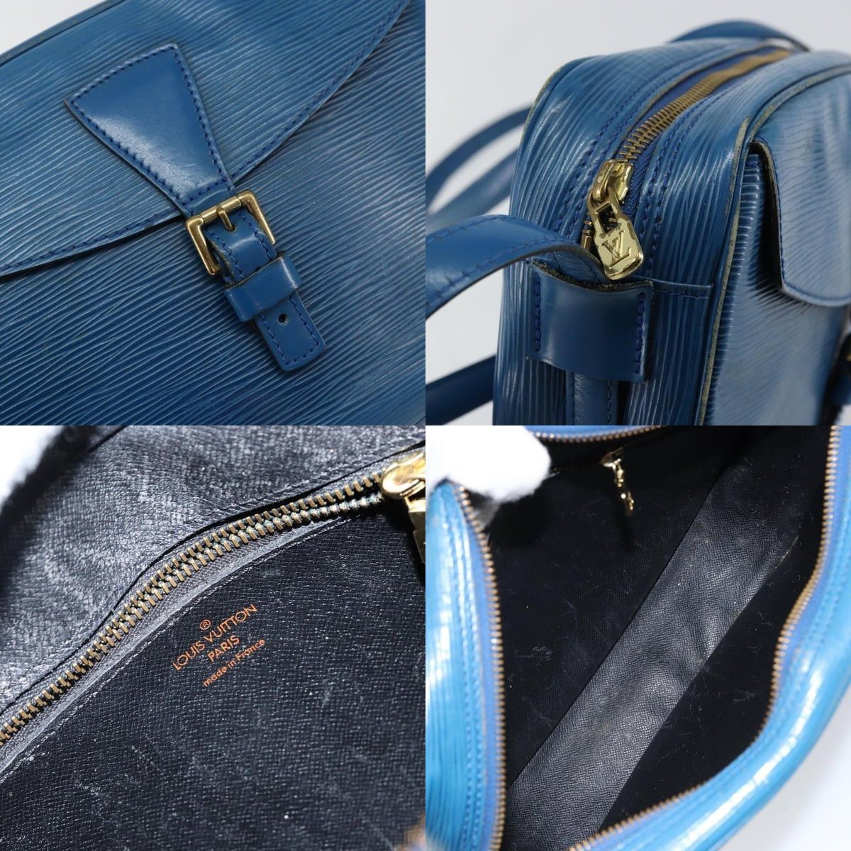 LOUIS VUITTON Epi June Feuille Shoulder Bag Blue M52155