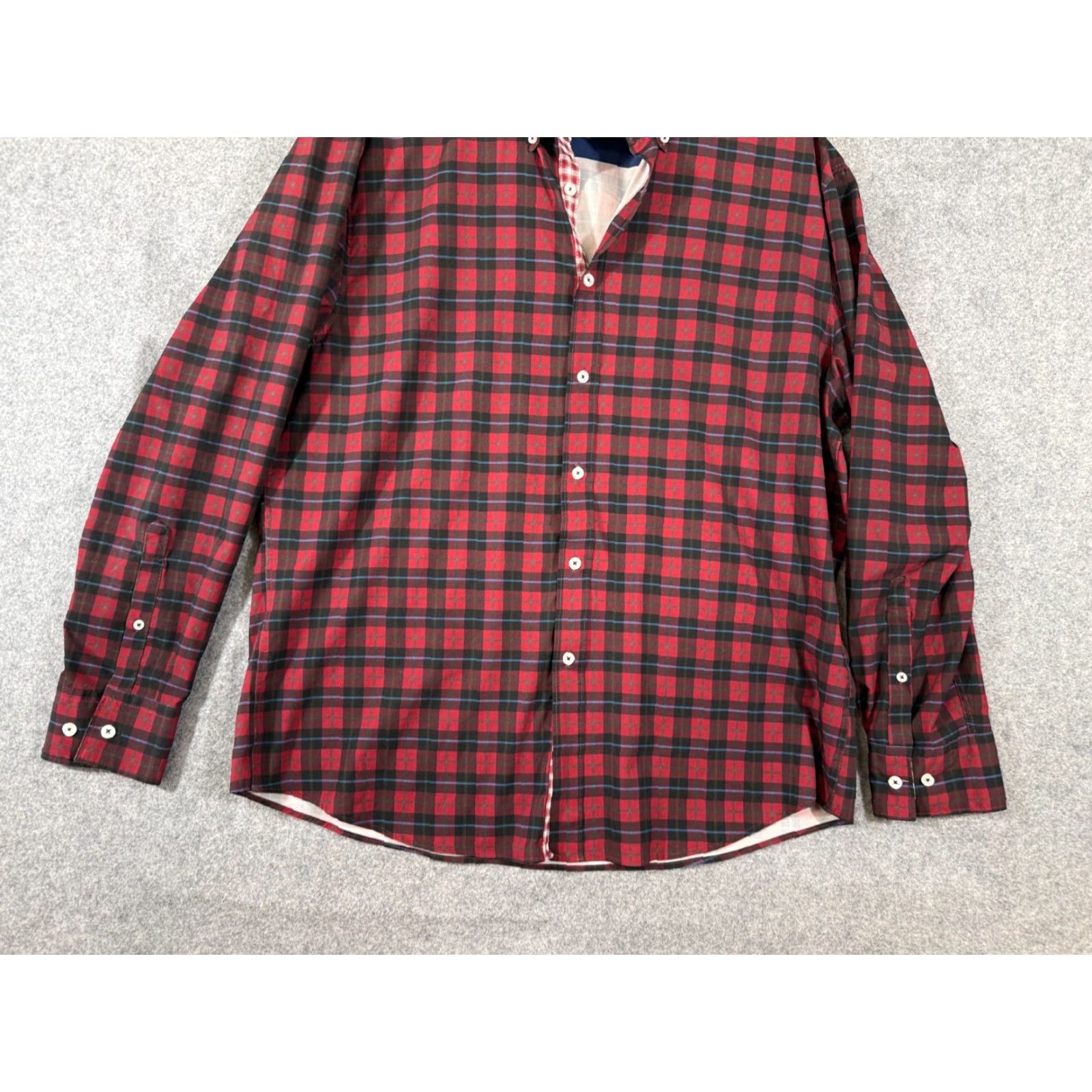 Vintage Con.Struct Performance Shirt Mens XL Maroon Plaid Slim Fit 4-Way Stretch No Iron shirt (Button-Up) Size US XL / EU 56 / 4 - 4 Thumbnail
