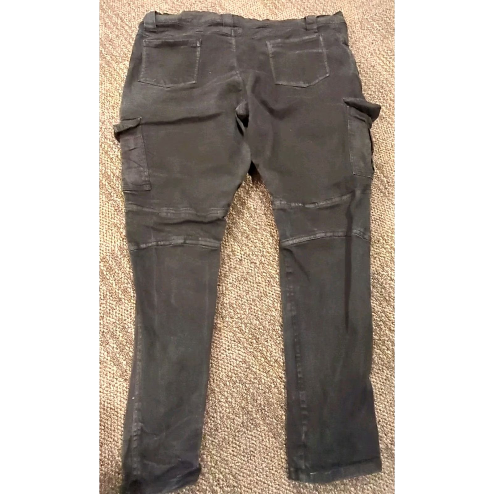 Denime VINTAGE Verillas Jeans Pants Womens 46 Havok Zipper Cargo Wax Denim Mottled Renaissance Black Cotton Blend, Spandex Comfort Stretch Leggings Size 32" / US 10 / IT 46 - 4 Thumbnail