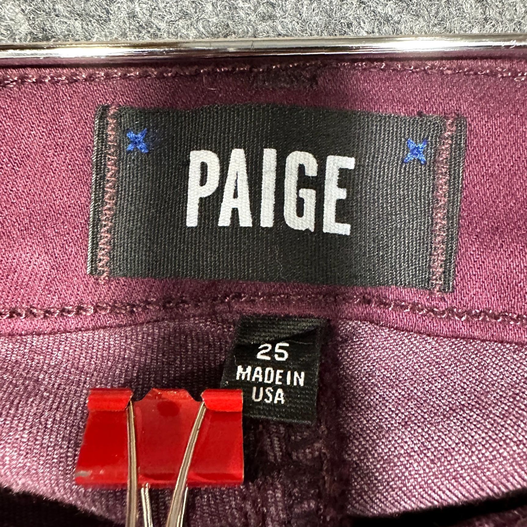 Paige Paige Verdugo Ultra Skinny Jeans Womens 25 Purple Waxed Stretch Pockets Logo Denim 5-Pocket Size 42" / US 20 - 4 Thumbnail