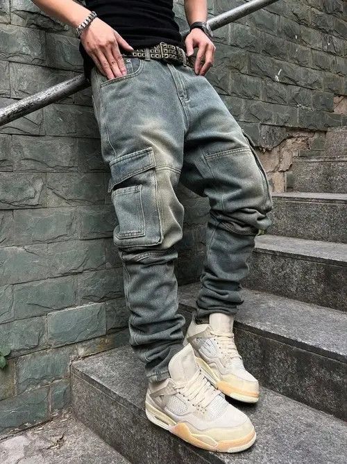 Designer Kinuka x Ayako Washed Distressed Cargo Loose Fit Pants Size US 32 / EU 48 - 8 Thumbnail