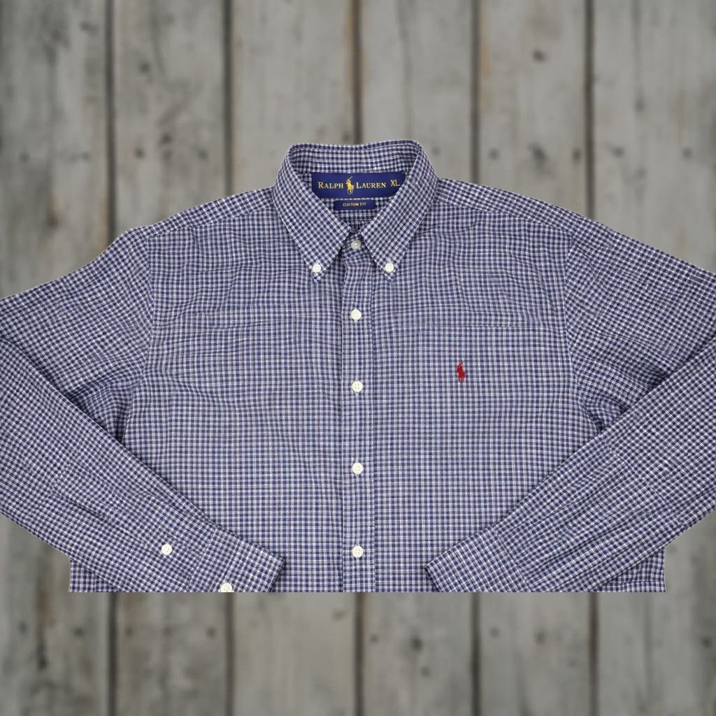 Ralph Lauren Ralph Lauren Button-Down Shirt Men XL Navy Gingham Check Classic Fit Blue/White Pony Embroidered All Seasons Formal Casual Workwear Size US XL / EU 56 / 4 - 1 Thumbnail