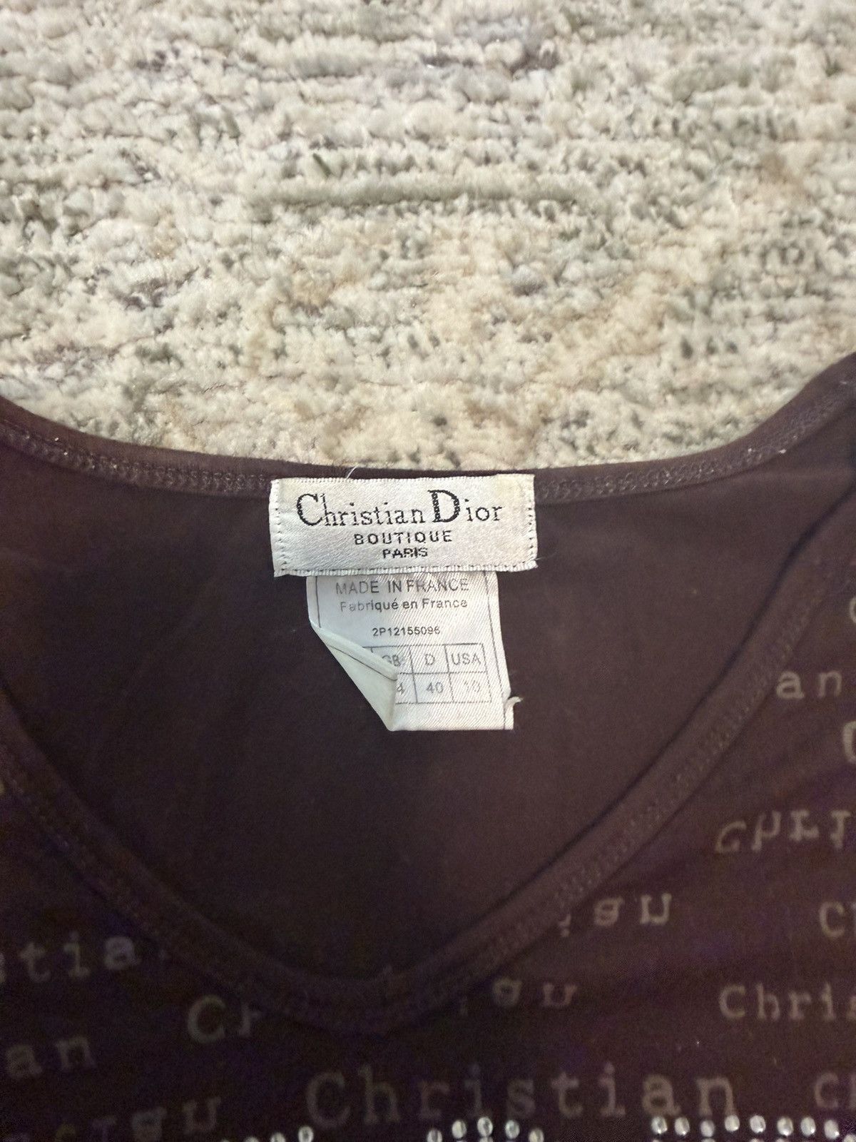 Christian Dior Monsieur Christian Dior rhinestone logo blouse tee Size S / US 4 / IT 40 - 3 Thumbnail