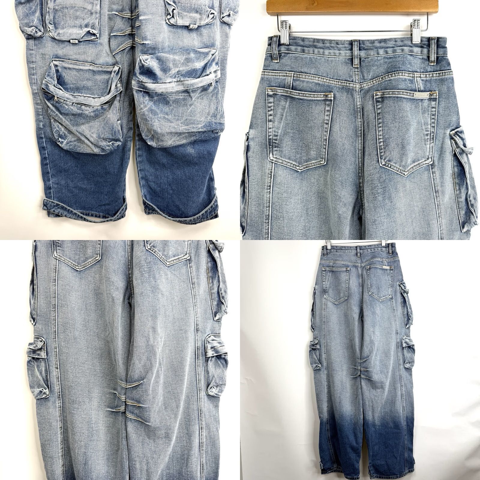 YoungLA VINTAGE Youngla Carryall Jeans Womens Medium Jeans Blue Denim Cargo Pocket Wide-Leg 28in 32in 13in Rise Girls Womens Size 32" / US 10 / IT 46 - 8 Thumbnail