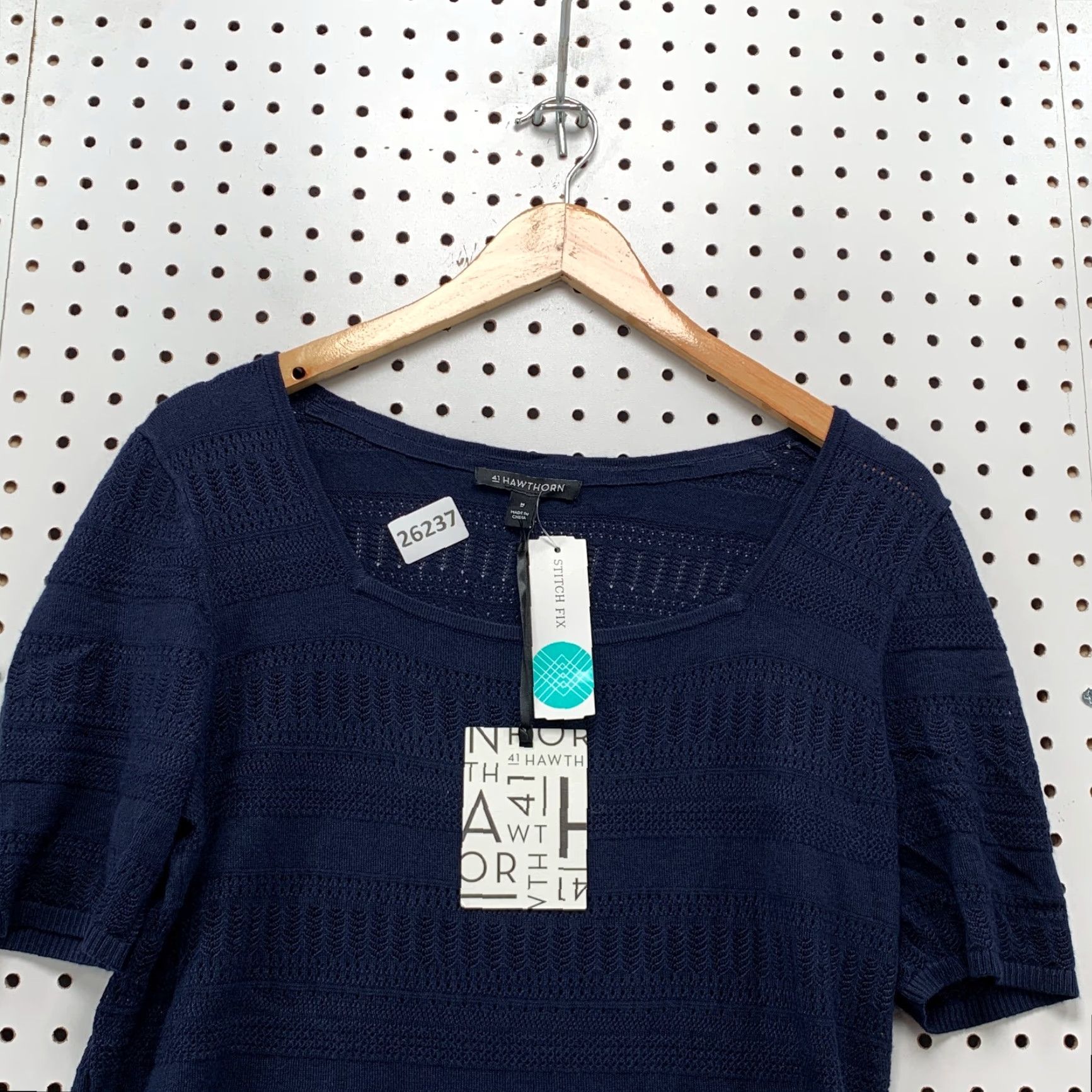 Vintage NEW 41 Hawthorn Knit Blouse Blue Square Neck Short Sleeve Women Medium Size M / US 6-8 / IT 42-44 - 6 Thumbnail