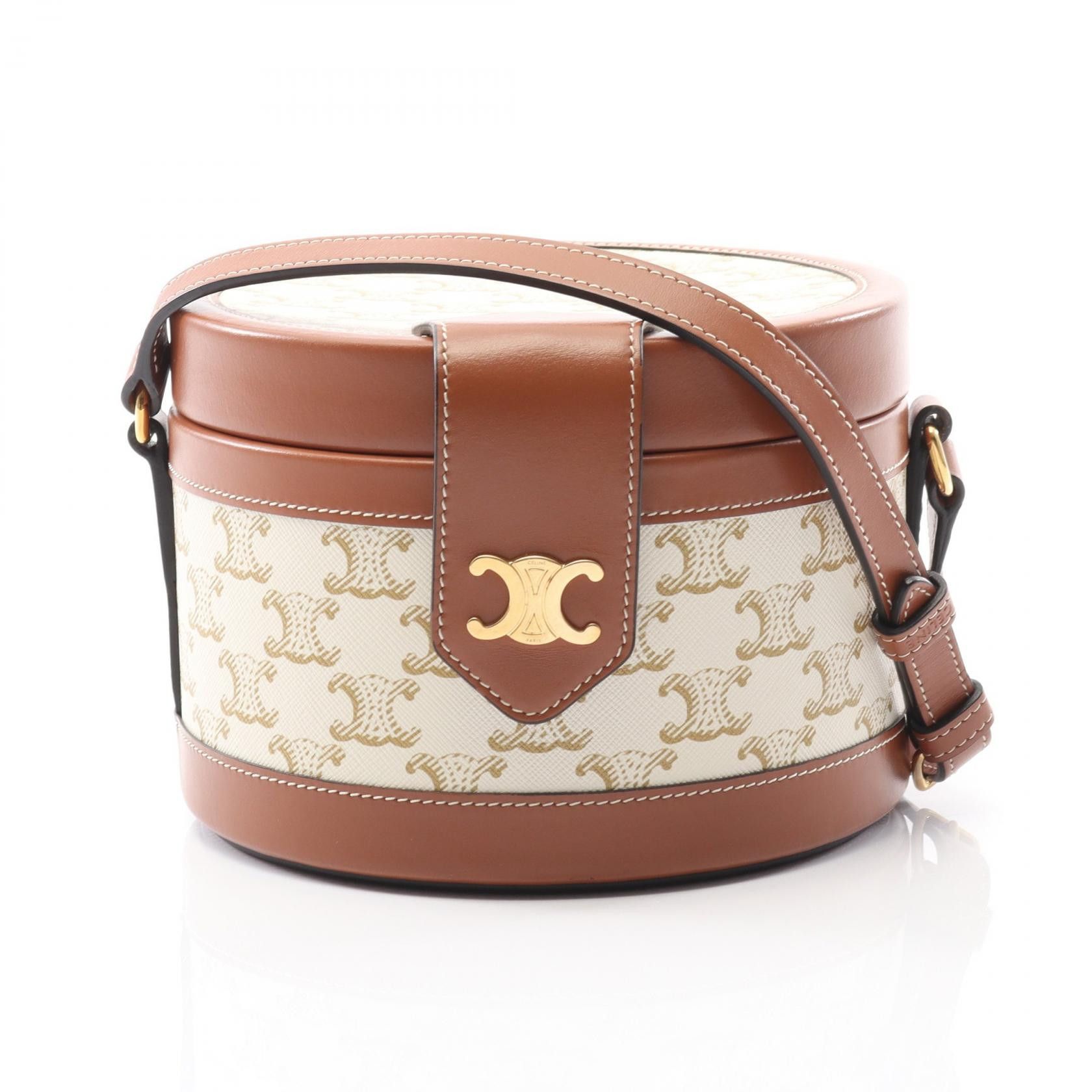 Celine Celine Celine Tambour Medium Triomphe PVC Coated Canvas Leather Shoulder Bag Canvas Shoulder Bag DUTY FREE for USA Size ONE SIZE - 1 Thumbnail