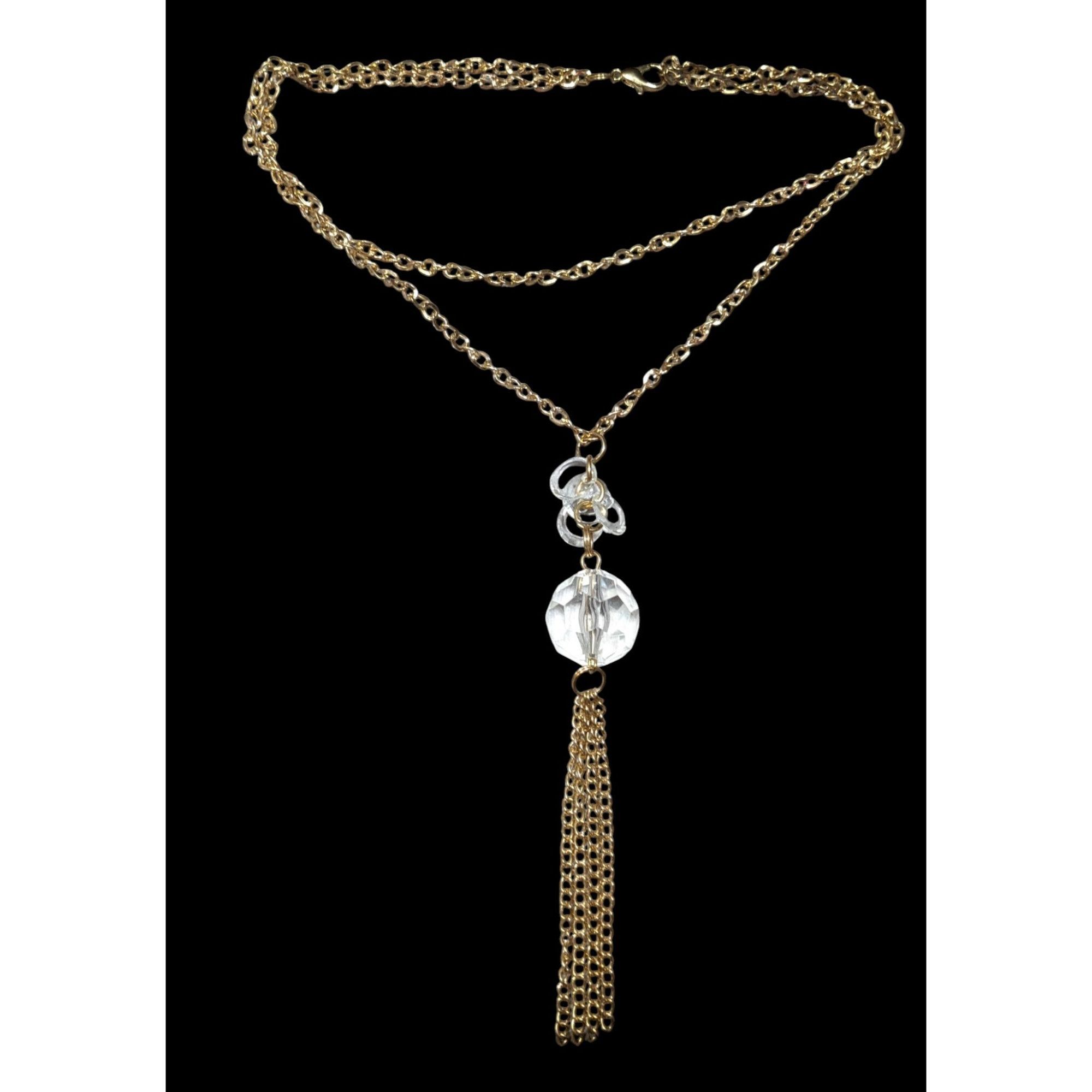 Other Elegant Cleat Gemmed Gold Tone Layered Tassel Necklace Size ONE SIZE - 1 Thumbnail