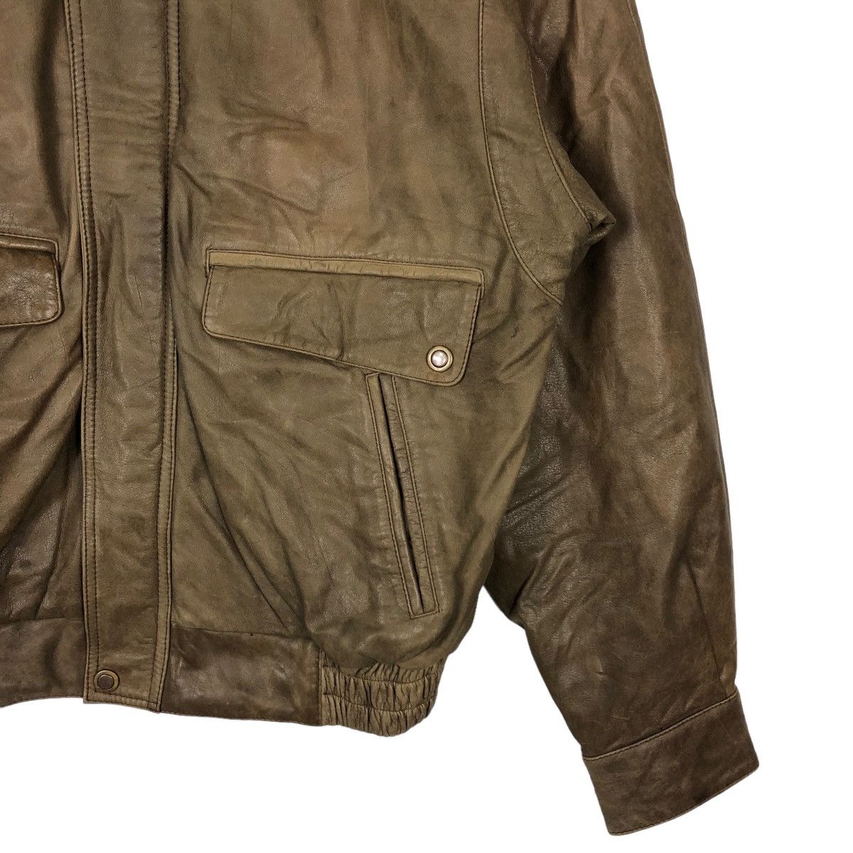 Japanese Brand 🔥90’s Bomber Jumper Genuine Leather Jacket Parachute Design Size US L / EU 52-54 / 3 - 4 Thumbnail