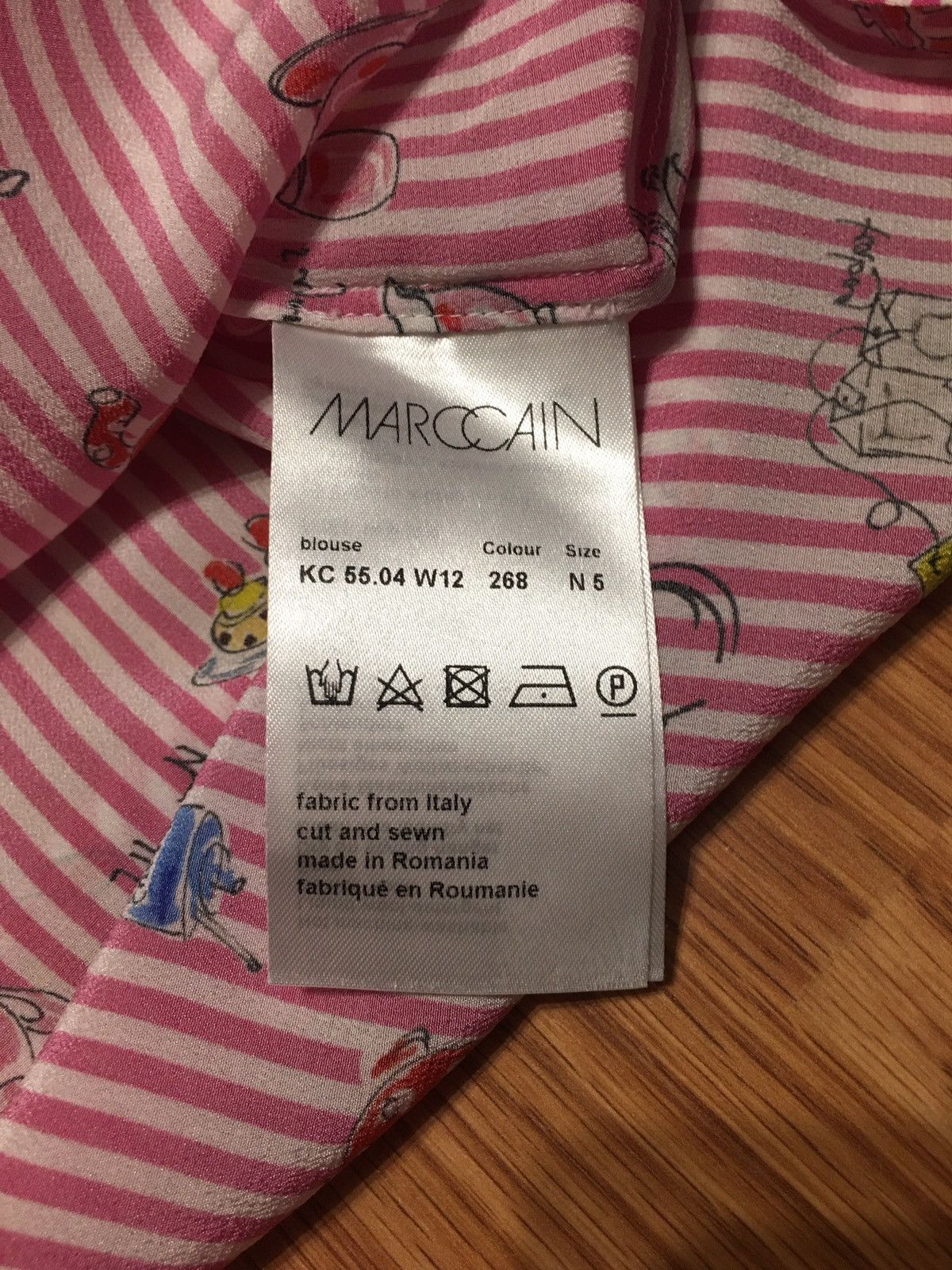 Other MARC CAIN Pink Strip Silk Blouse Tea Design Size 5 EU42 UK16 Size XL / US 12-14 / IT 48-50 - 10 Thumbnail