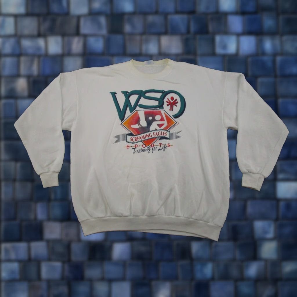 Vintage VTG Wisconsin Special Olympics Pullover Crewneck Sweatshirt 2XL White Cotton Fleece Santee Mens Sweatshirt 90s Sports Hooded Vintage Read Size US XXL / EU 58 / 5 - 1 Thumbnail