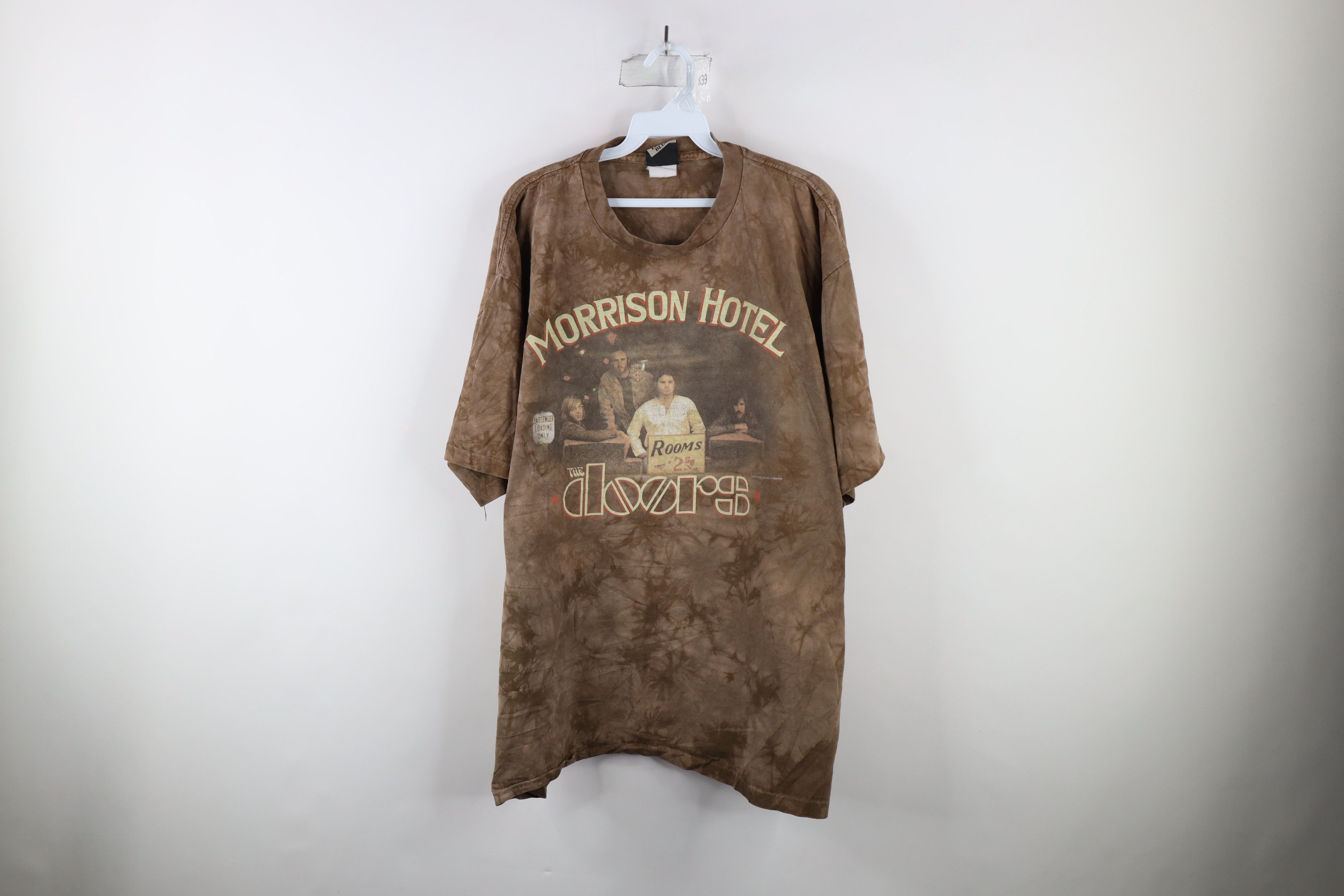 Image of Y2K 2002 Liquid Blue Hotel The Doors Band T-Shirt in Brown, Men's (Size XL)