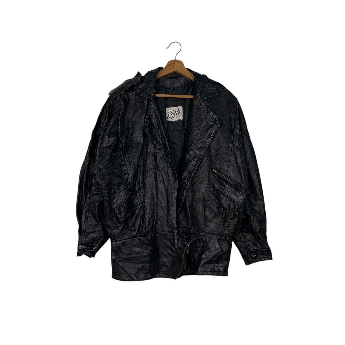 Vintage GENEL England Real Leather Double Collar Jacket #2164-C95 Size US L / EU 52-54 / 3 - 1 Thumbnail