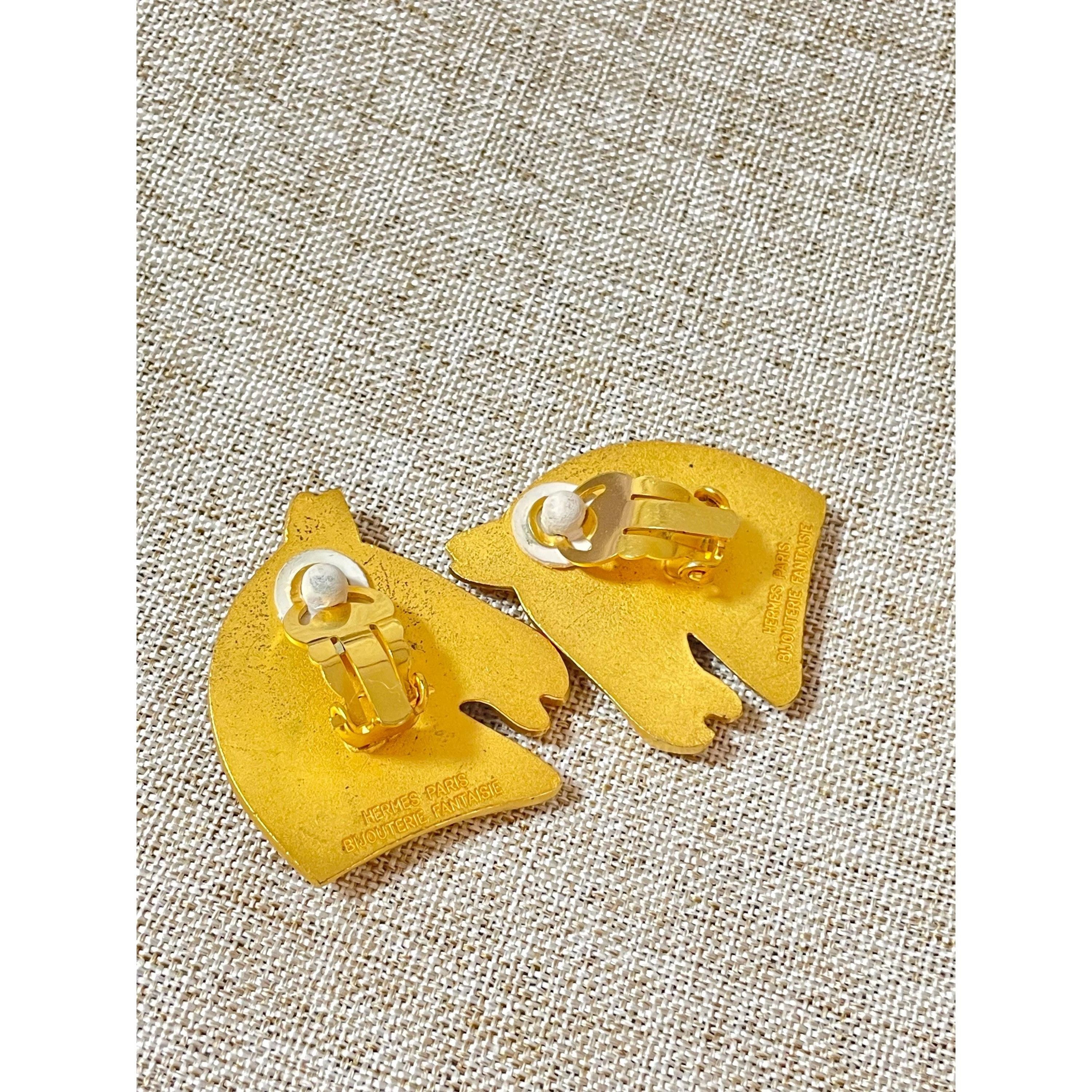 Hermes Vintage HERMES gold tone horse earrings. Size ONE SIZE - 9 Thumbnail