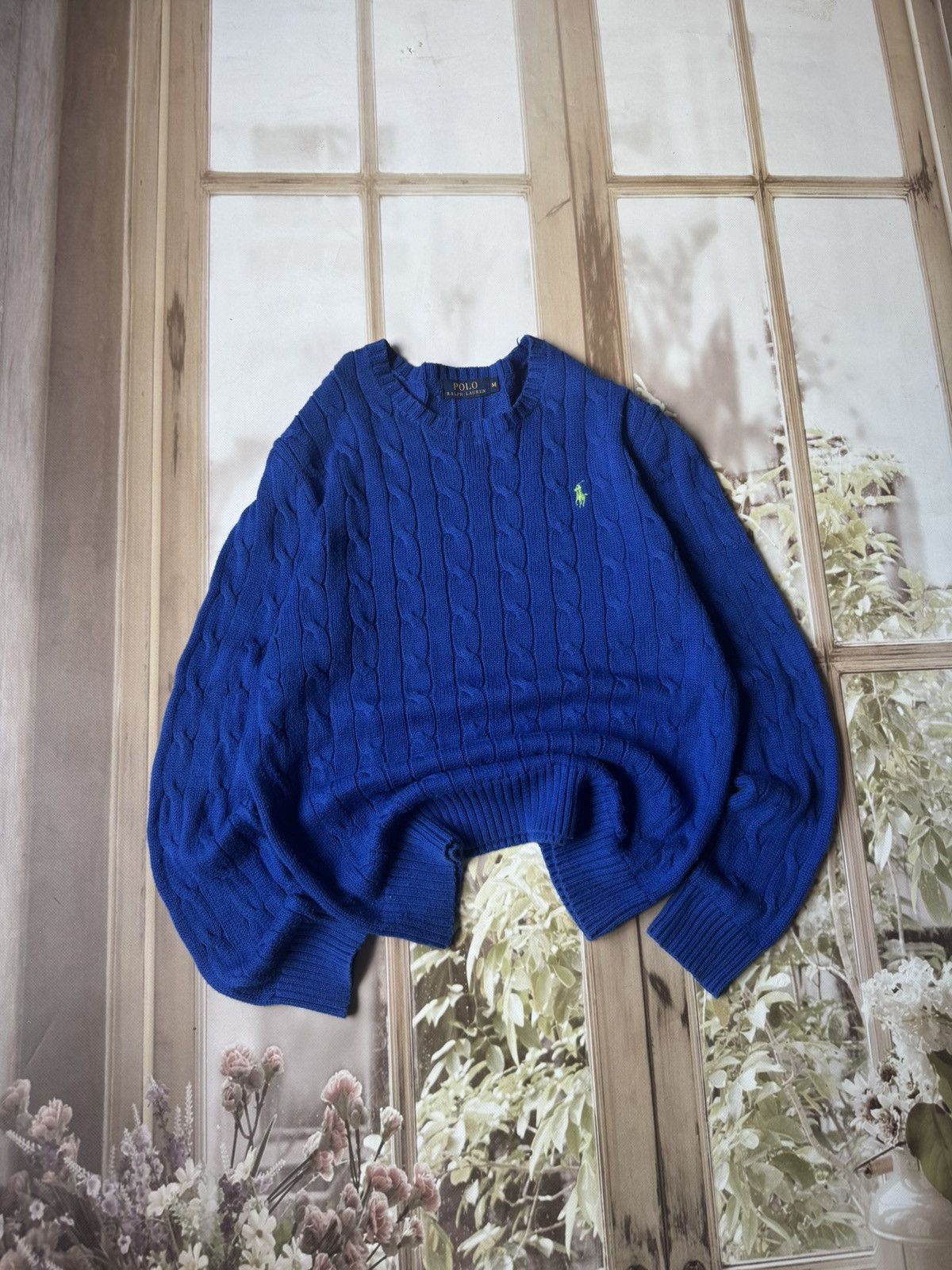 Polo Ralph Lauren Polo Ralph Lauren Cable Knit Sweater – Royal Blue Y2K Size US M / EU 48-50 / 2 - 1 Thumbnail