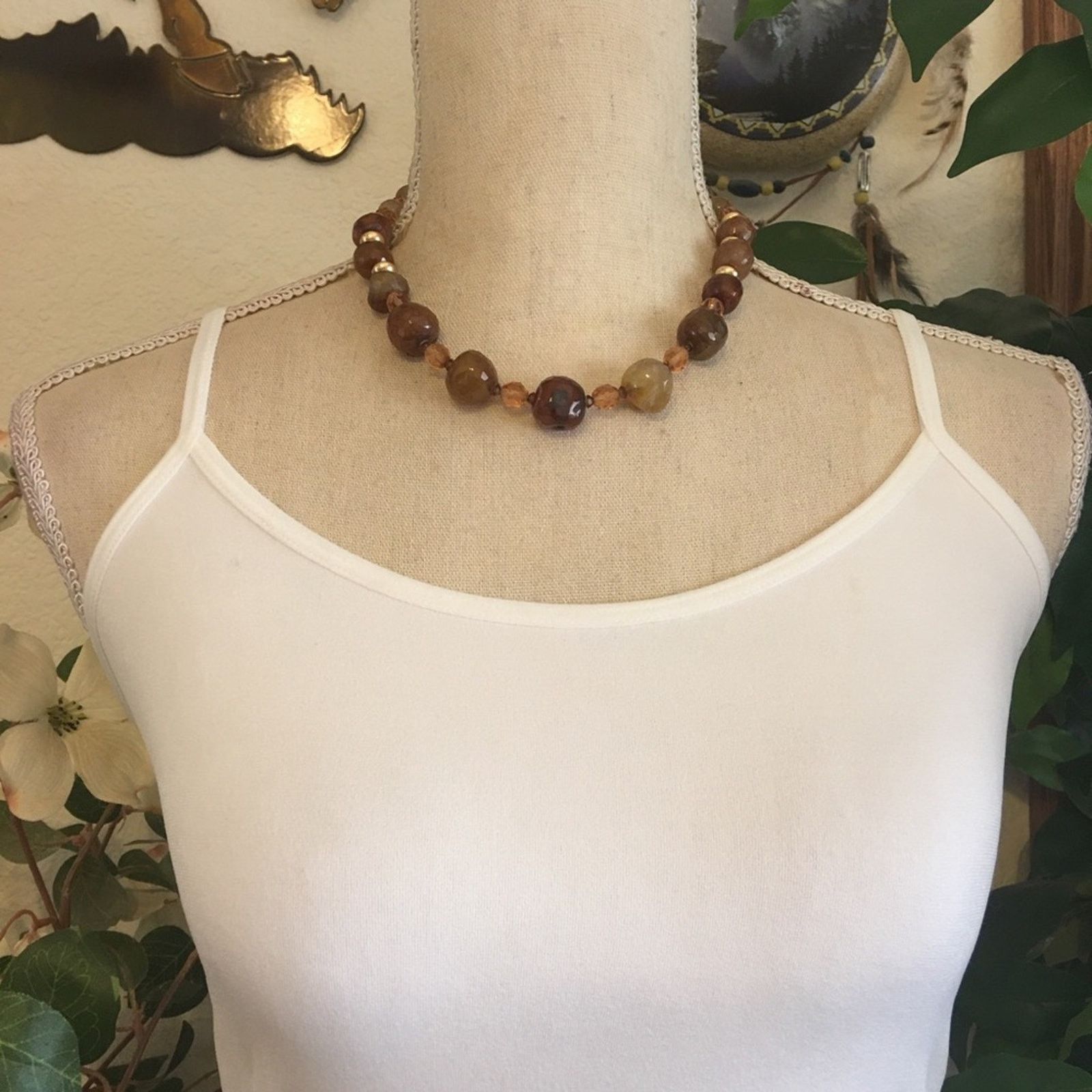 Vintage Vintage faceted natural agate stone necklace Size ONE SIZE - 3 Thumbnail