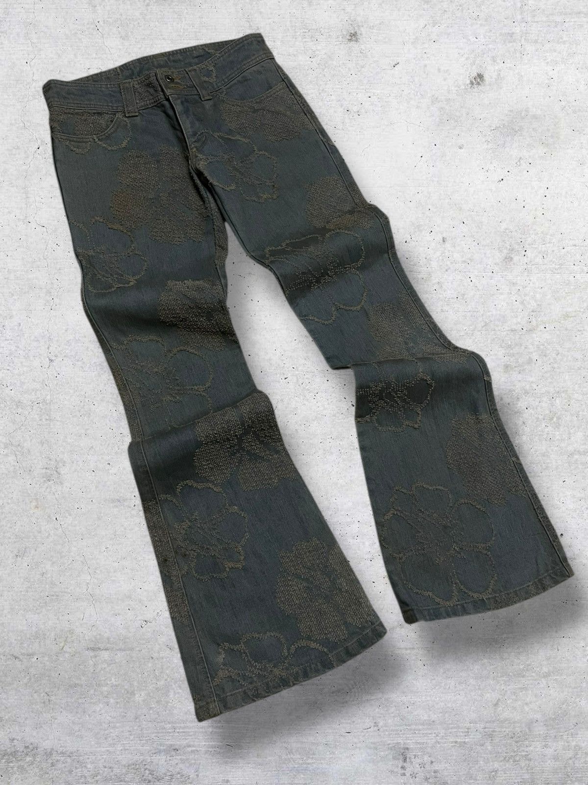 Hysteric Glamour VINTAGE ALBAROSA JAPAN CRAFTED JACQUERD ART FLARE DENIM 90S Size US 28 / EU 44 - 2 Thumbnail