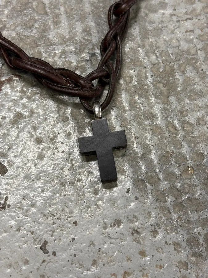 Designer × Emporio Armani × Vintage Emporio Armani Leather Chain Cross Necklace Size ONE SIZE - 5 Thumbnail