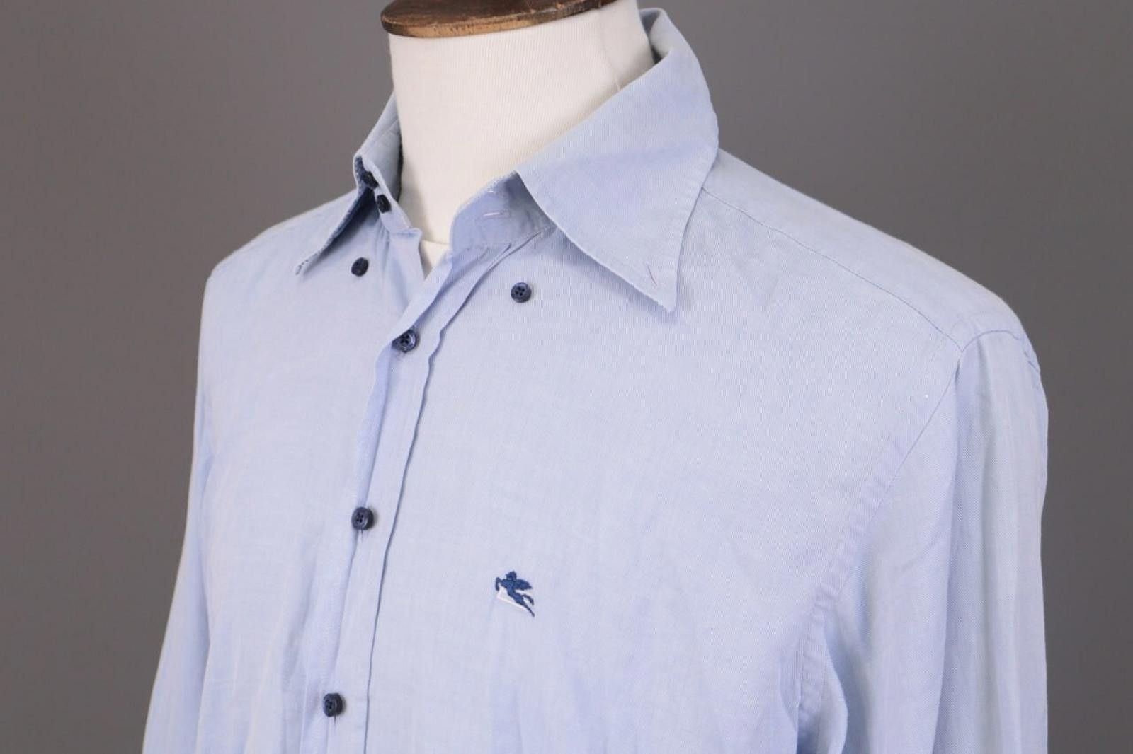 Etro Etro Milano Blue Formal Oxford Dress Shirt 44 Size US M / EU 48-50 / 2 - 10 Thumbnail