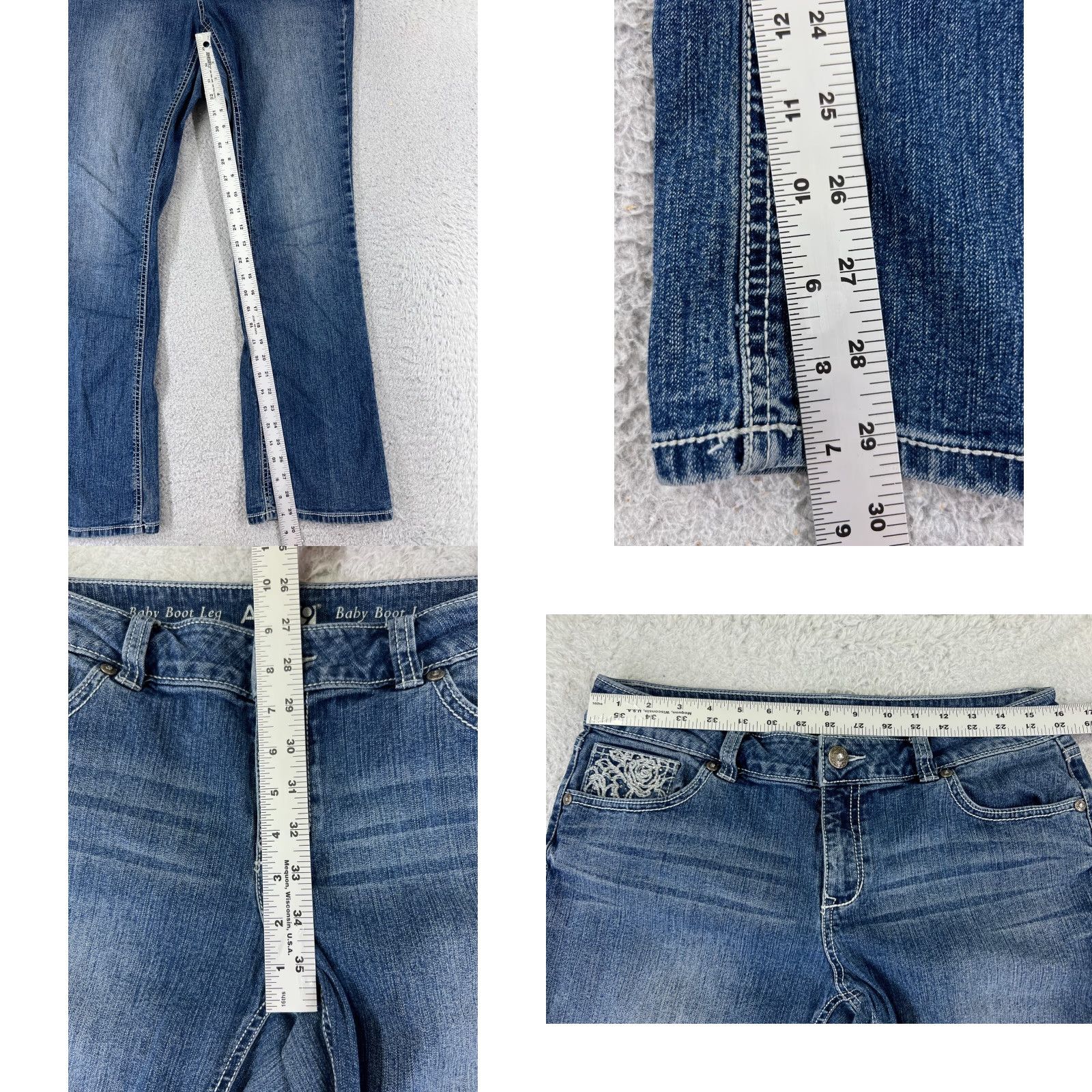 Apt. 9 Apt.9 Women's Denim Jeans Bootcut 10 Blue Embroidered Rose Stretch Mid Rise 31x29 Size 32" / US 10 / IT 46 - 8 Thumbnail