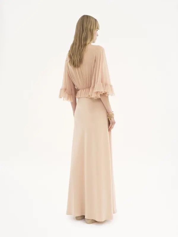 Chloe o1loc1c10226 V-neck Long Dress in Clay Pink Size M / US 6-8 / IT 42-44 - 2 Thumbnail