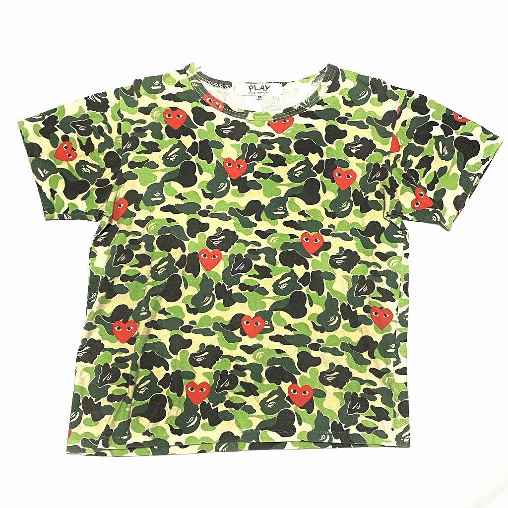 Vintage Comme des Garcons PLAY × BAPE Tee All over print