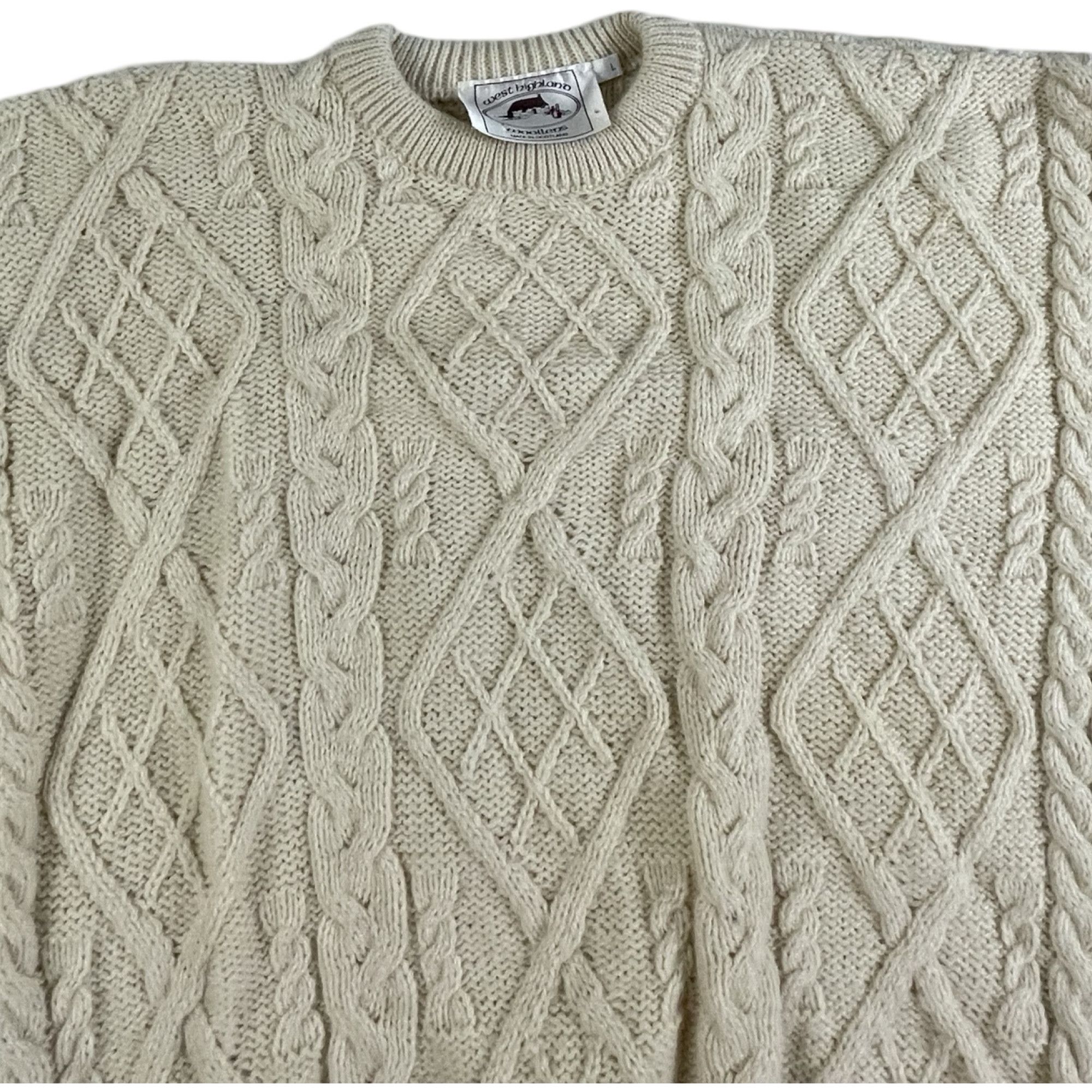 Vintage Vintage Cream Cable Knit Winter Sweater Mens Large Size US L / EU 52-54 / 3 - 4 Thumbnail