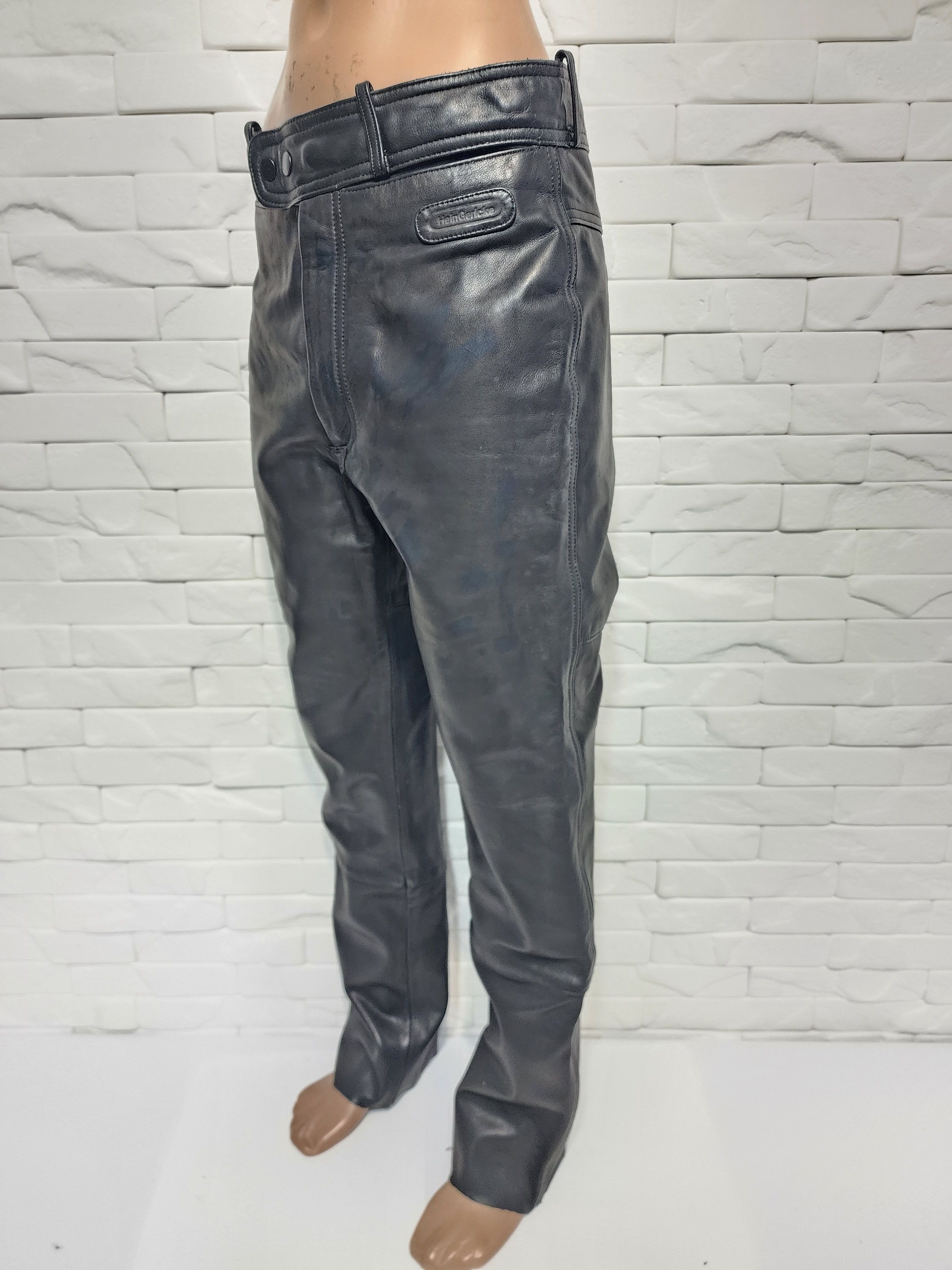 Genuine Leather Men's Black Leather Biker Pants: Size US 31 - 2 Thumbnail