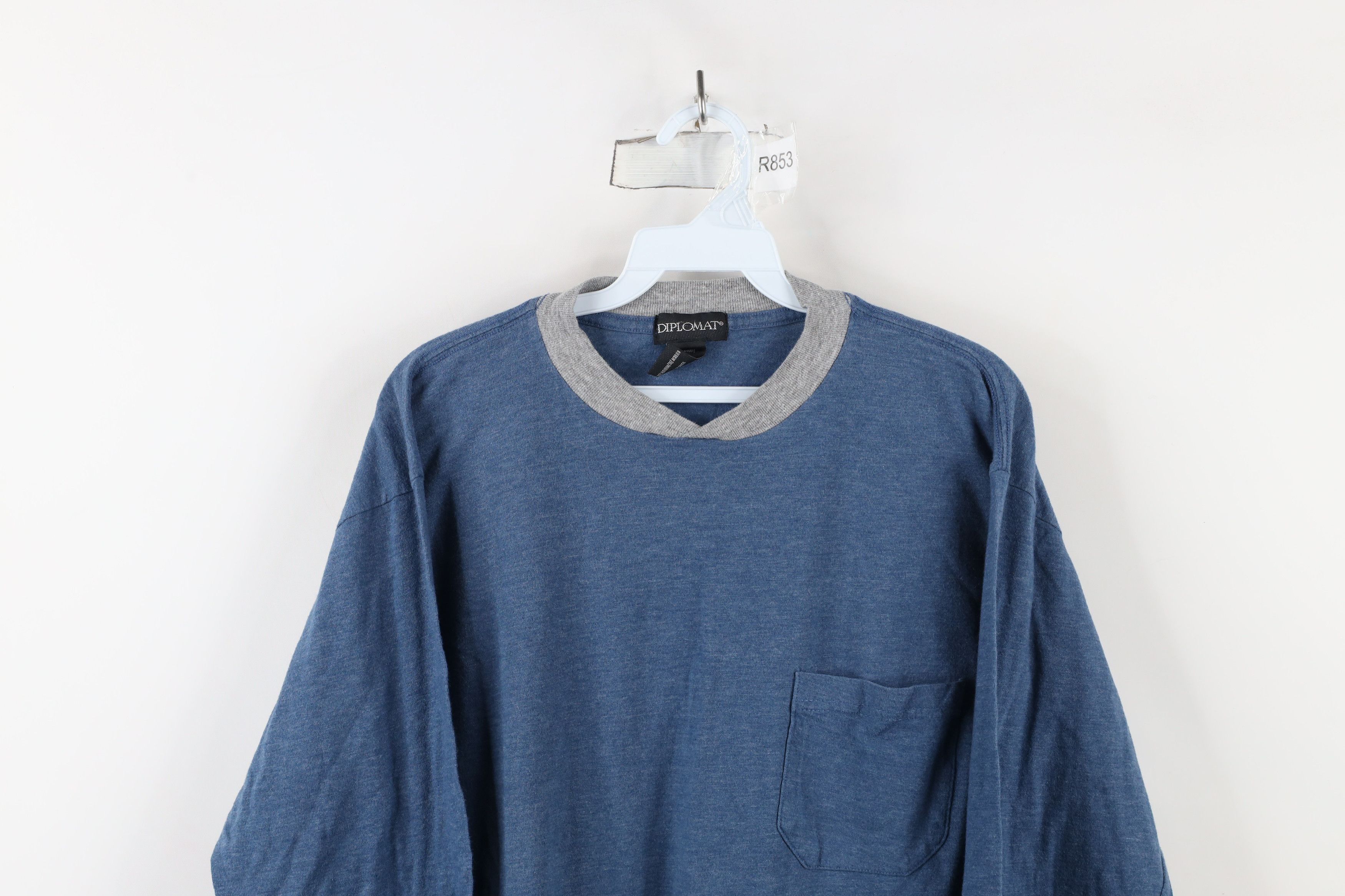Vintage Vintage 90s Streetwear Blank Knit Long Sleeve Pocket T-Shirt Size US M / EU 48-50 / 2 - 2 Thumbnail