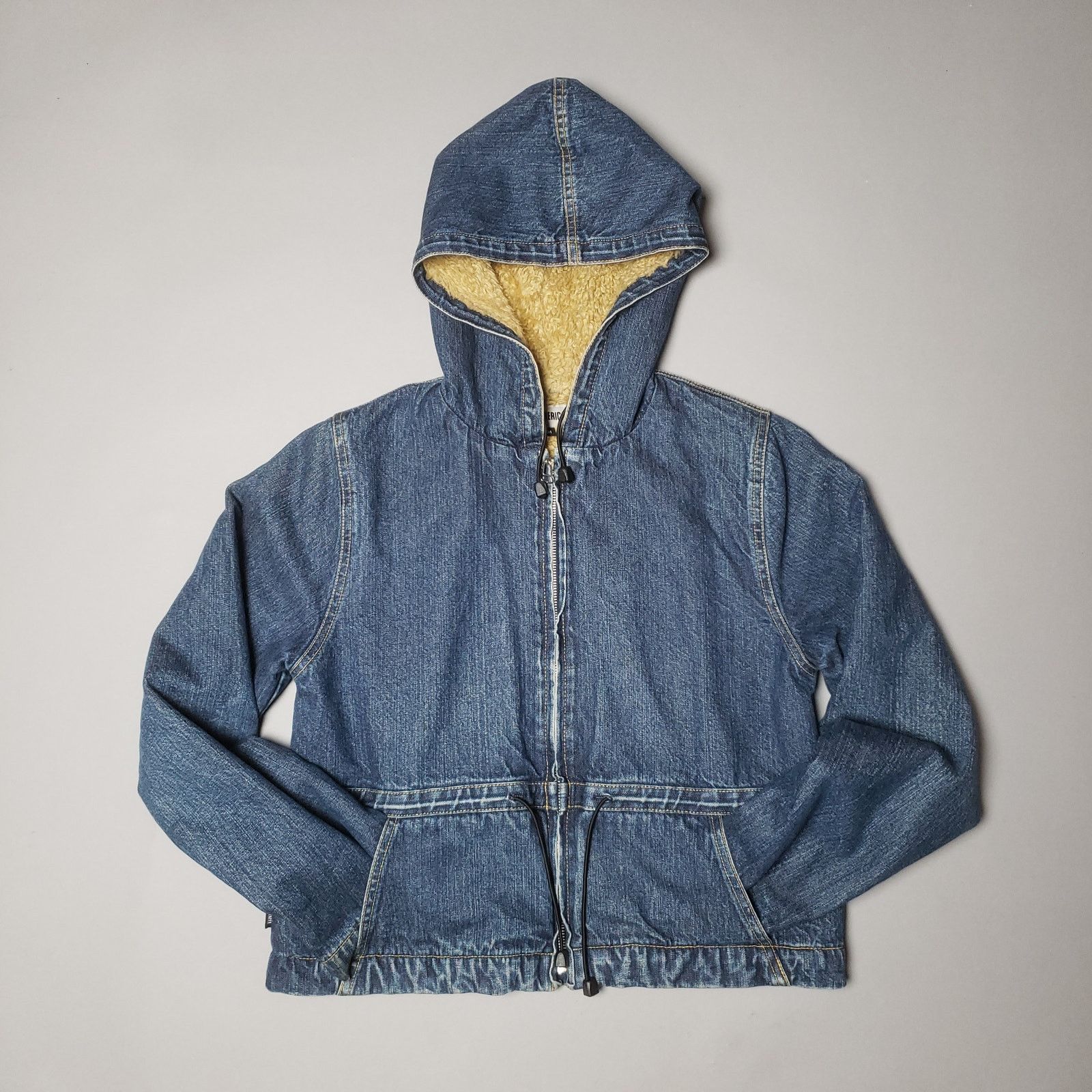 Vintage Vtg RARE Americanino Sherpa Denim cropped Zip up Hoodie Size M / US 6-8 / IT 42-44 - 9 Thumbnail