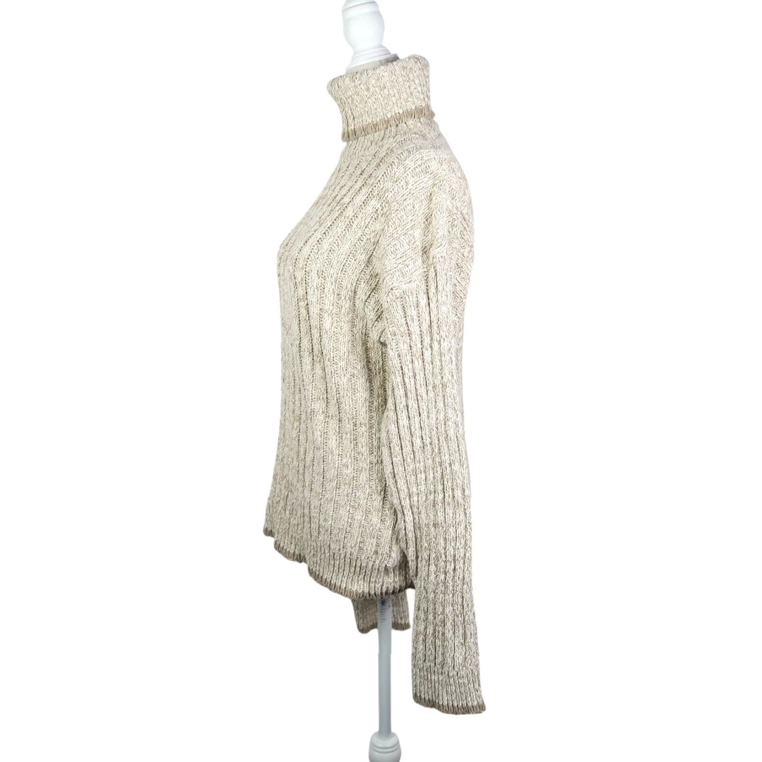 Vintage VINTAGE 90s Old Glory Cream Tan Cotton Knit Turtleneck Sweater L Womens Pullover Size L / US 10 / IT 46 - 3 Thumbnail