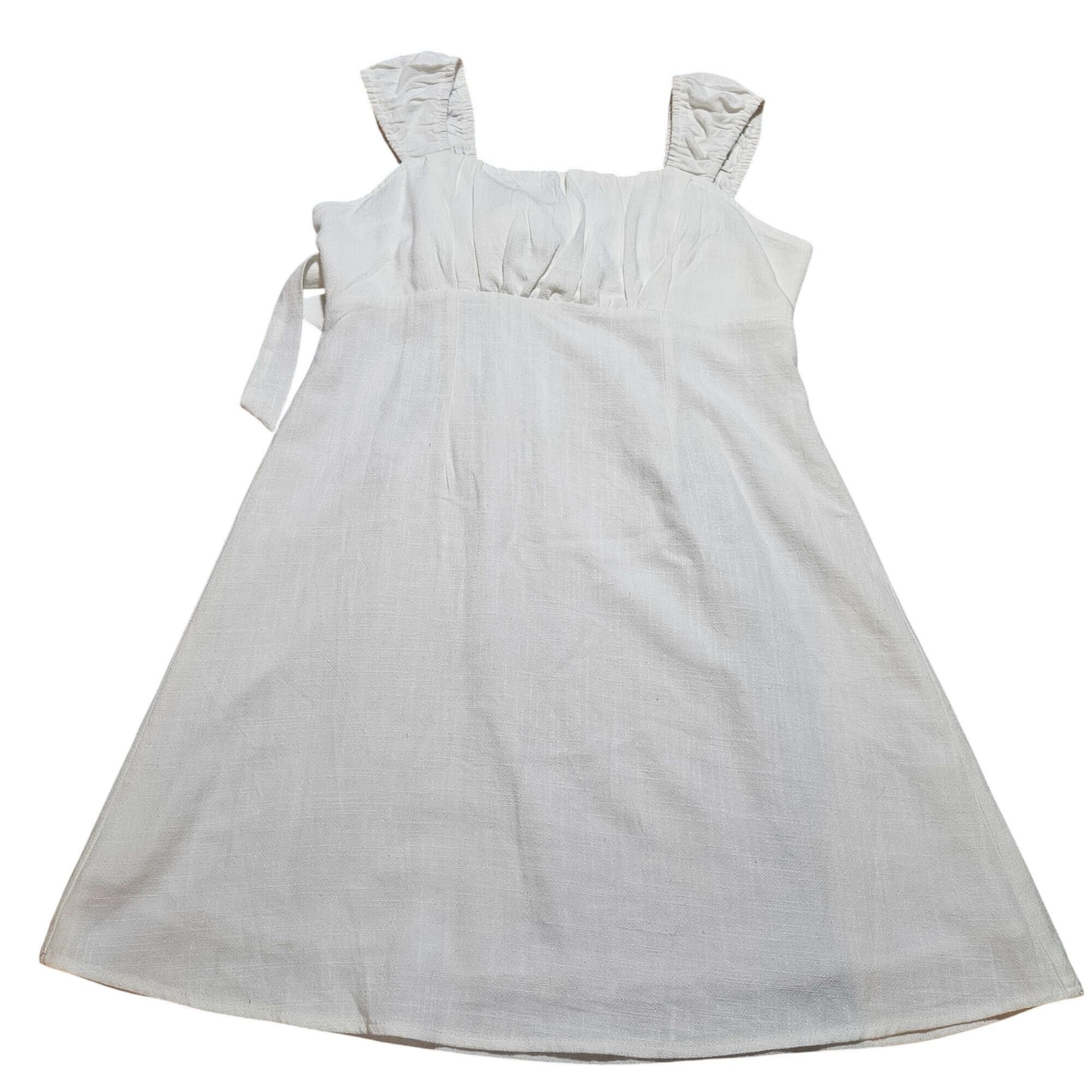 Other Sadie & Sage M White Womens Mini Dress Ruched Straps Cottage Size M / US 6-8 / IT 42-44 - 5 Thumbnail