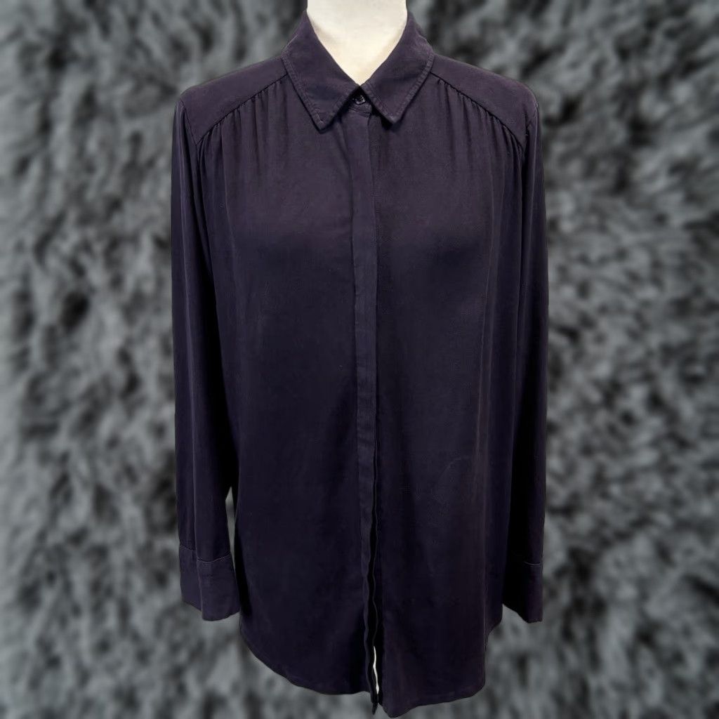 X-LARGE Chicos Microsuede Button Up Shirt Sz 3 US X-Large Dark Purple Womens Tunic Size XL / US 12-14 / IT 48-50 - 1 Thumbnail