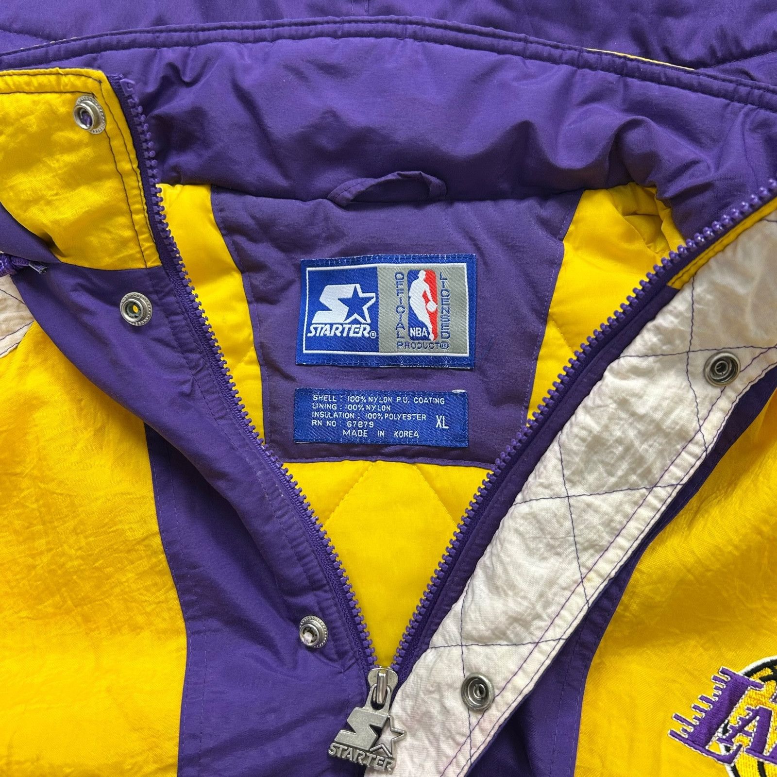 NBA VTG 90s LOS ANGELES LAKERS STARTER PUFFER JACKET HOODED XL Size US XL / EU 56 / 4 - 6 Thumbnail