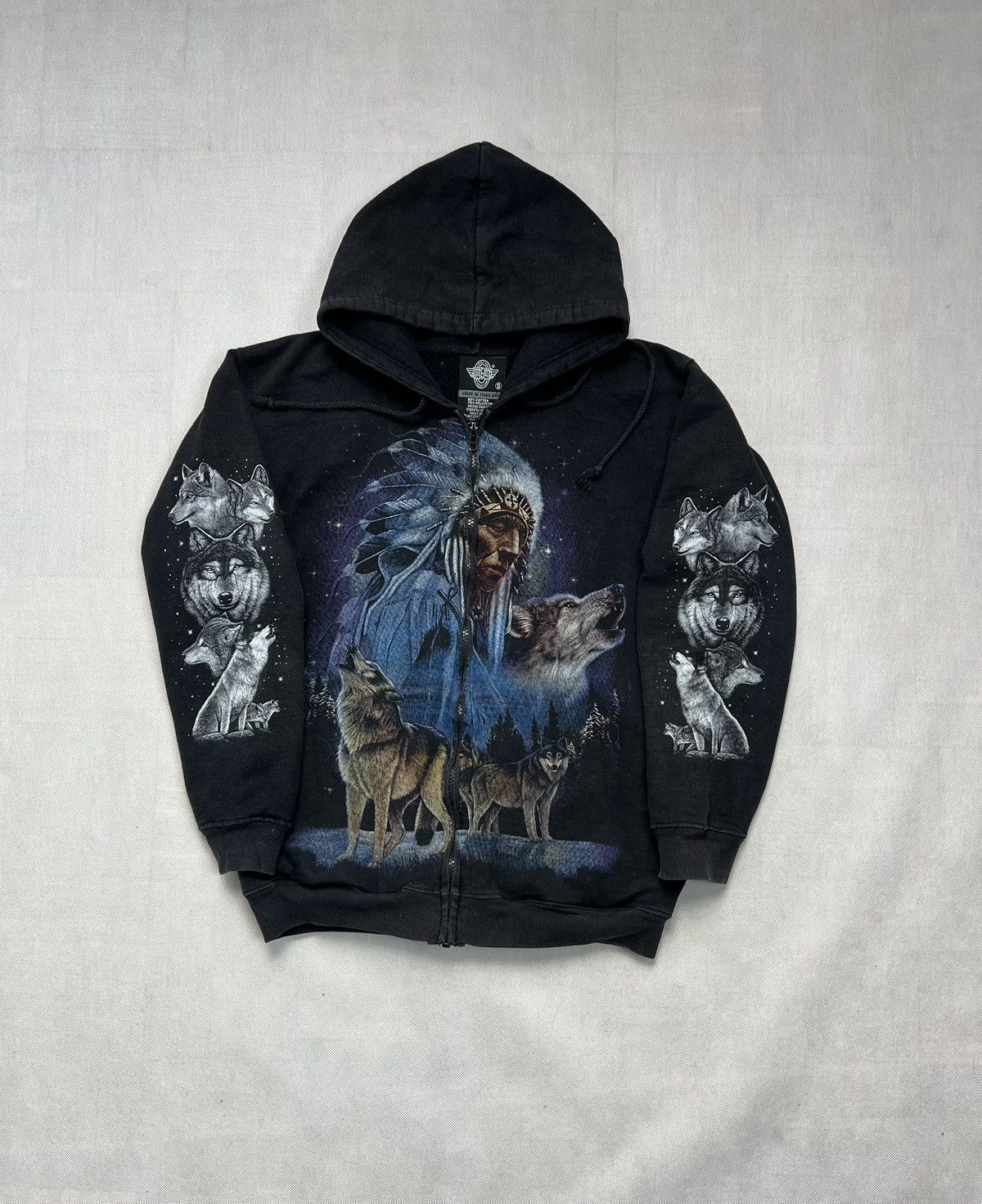 Vintage Hoodie Indian Wolf Rock Eagle vintage zipped Size US S / EU 44-46 / 1 - 1 Thumbnail