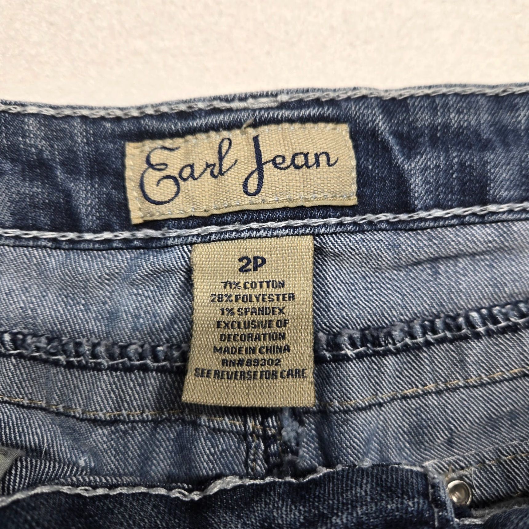 Vintage Earl Jean Jeans Denim Straight Leg Low Rise Petite 2P Womens Blue Denim Jeans 5-Pocket Design Vintage No Size 26" / US 2 / IT 38 - 3 Thumbnail