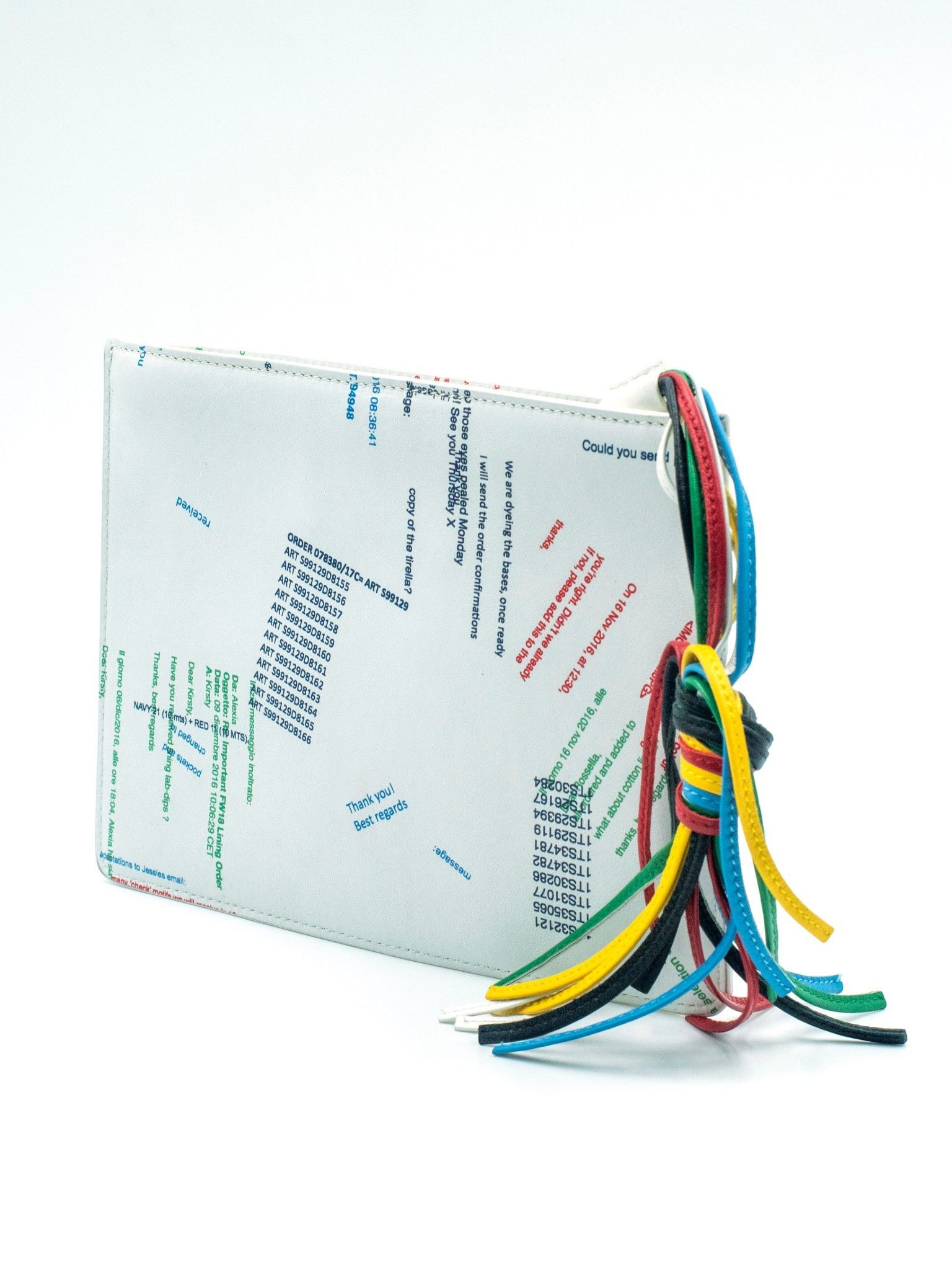 Ports 1961 White Leather Pouch With Colorful Tassel Size ONE SIZE - 3 Thumbnail