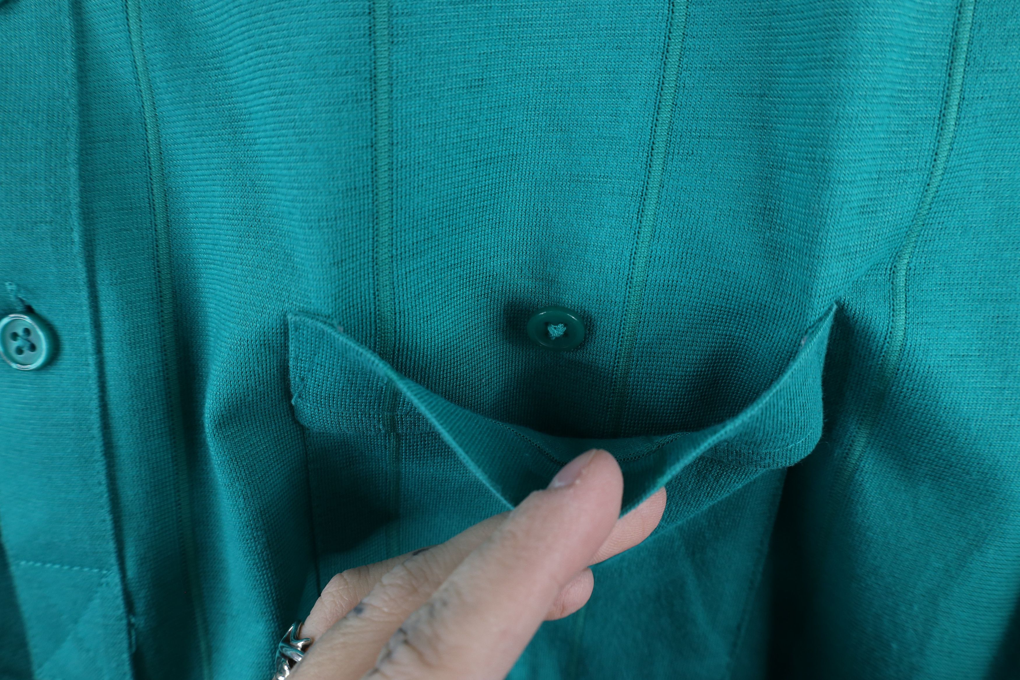 Vintage Vintage 90s Streetwear Knit Collared Polo Shirt Teal USA Size US XL / EU 56 / 4 - 5 Thumbnail